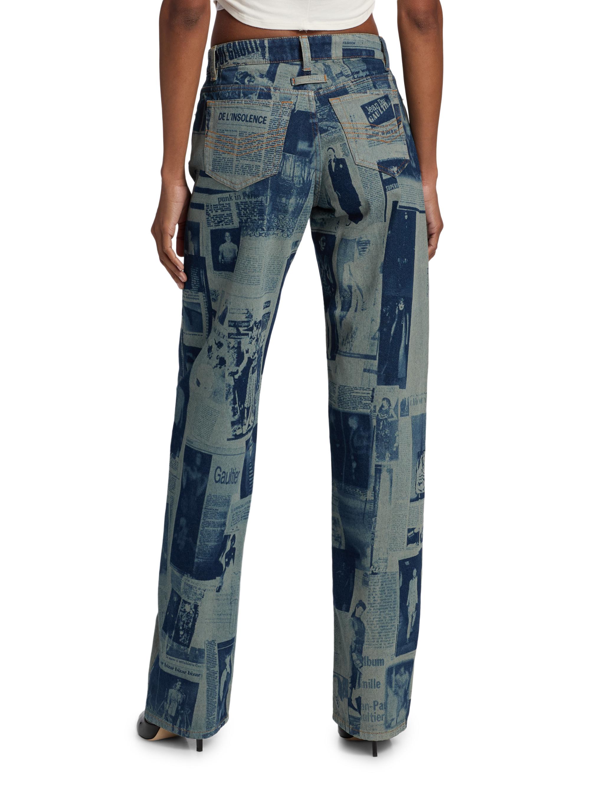 Jean Paul Gaultier Newspaper Print Straight-Leg Jeans | Saks Fifth