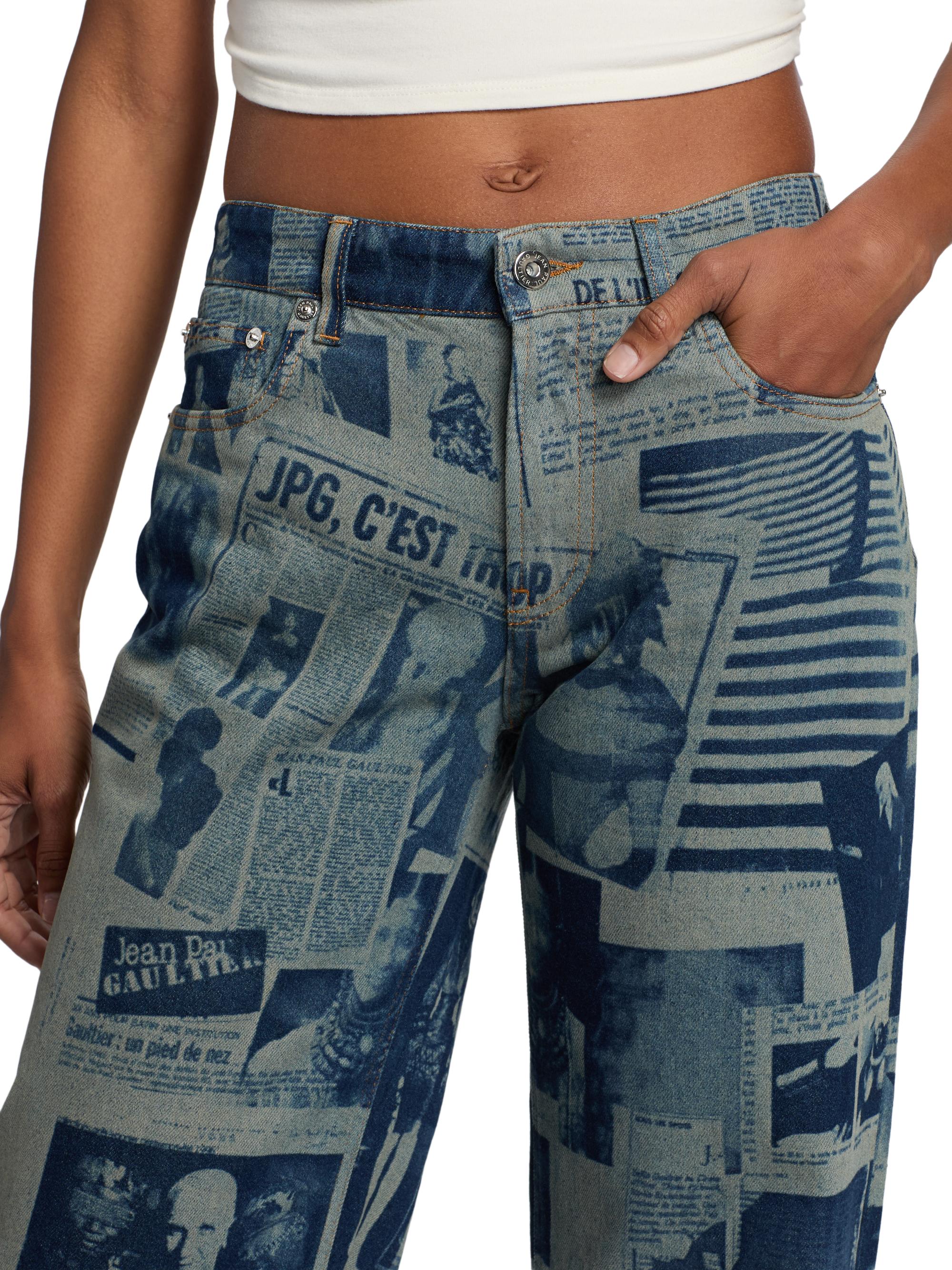 Jean Paul Gaultier Newspaper Print Straight-Leg Jeans | Saks Fifth