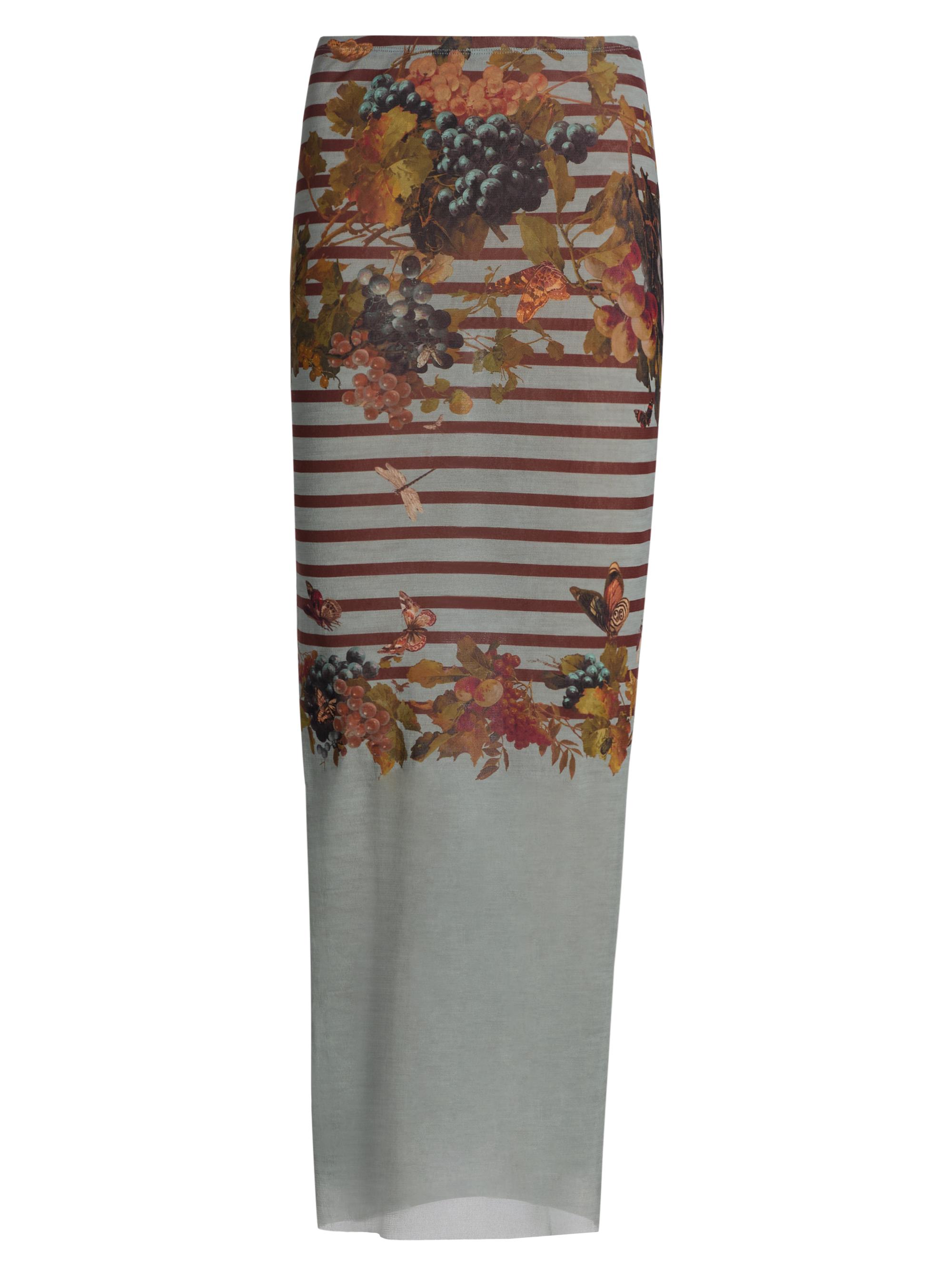Jean Paul Gaultier Women's Printed Knit Mesh Maxi Skirt - Light Blue Multicolor