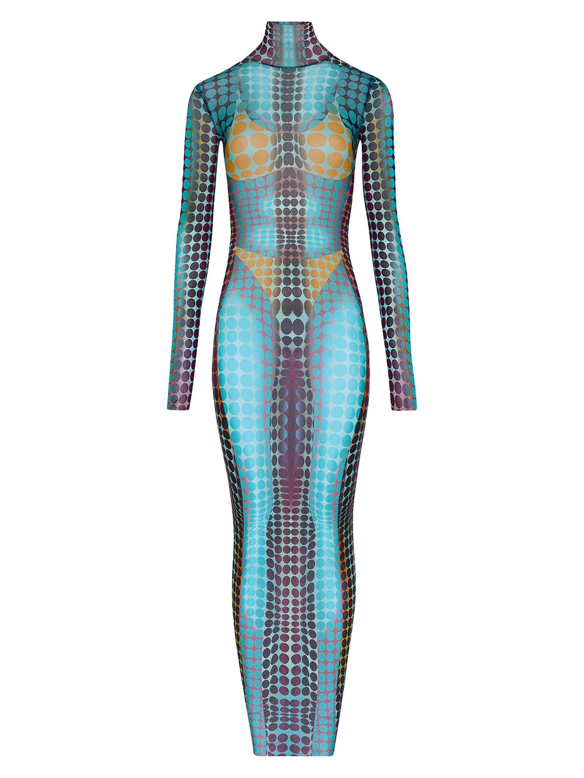 Jean Paul Gaultier Women's Iconic Prints: The Dots Maxi Dress - Blue Purple Yellow