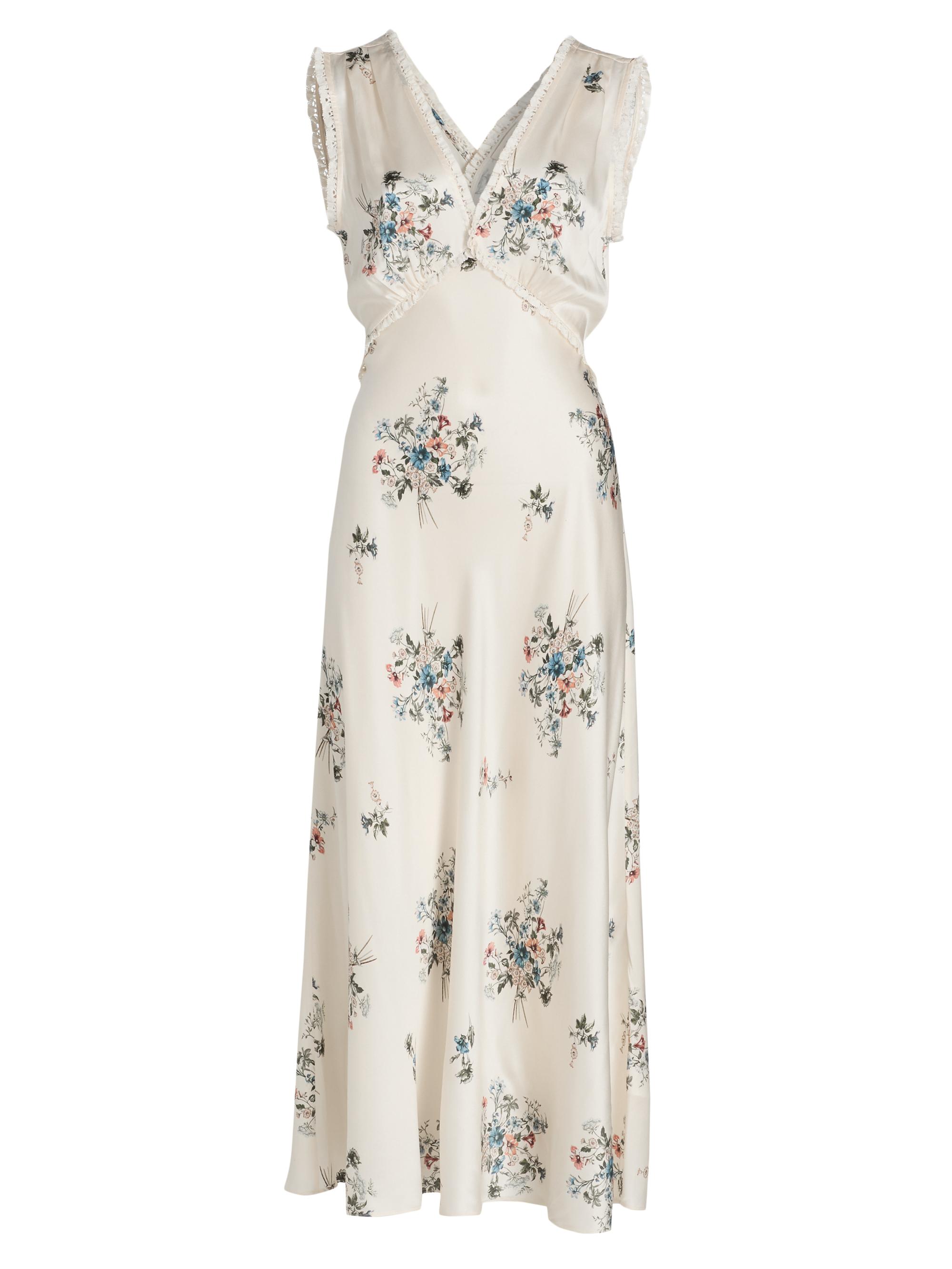 DÔEN Women's Tahlia Floral Silk V-Neck Midi-Dress - Primrose Bouquet