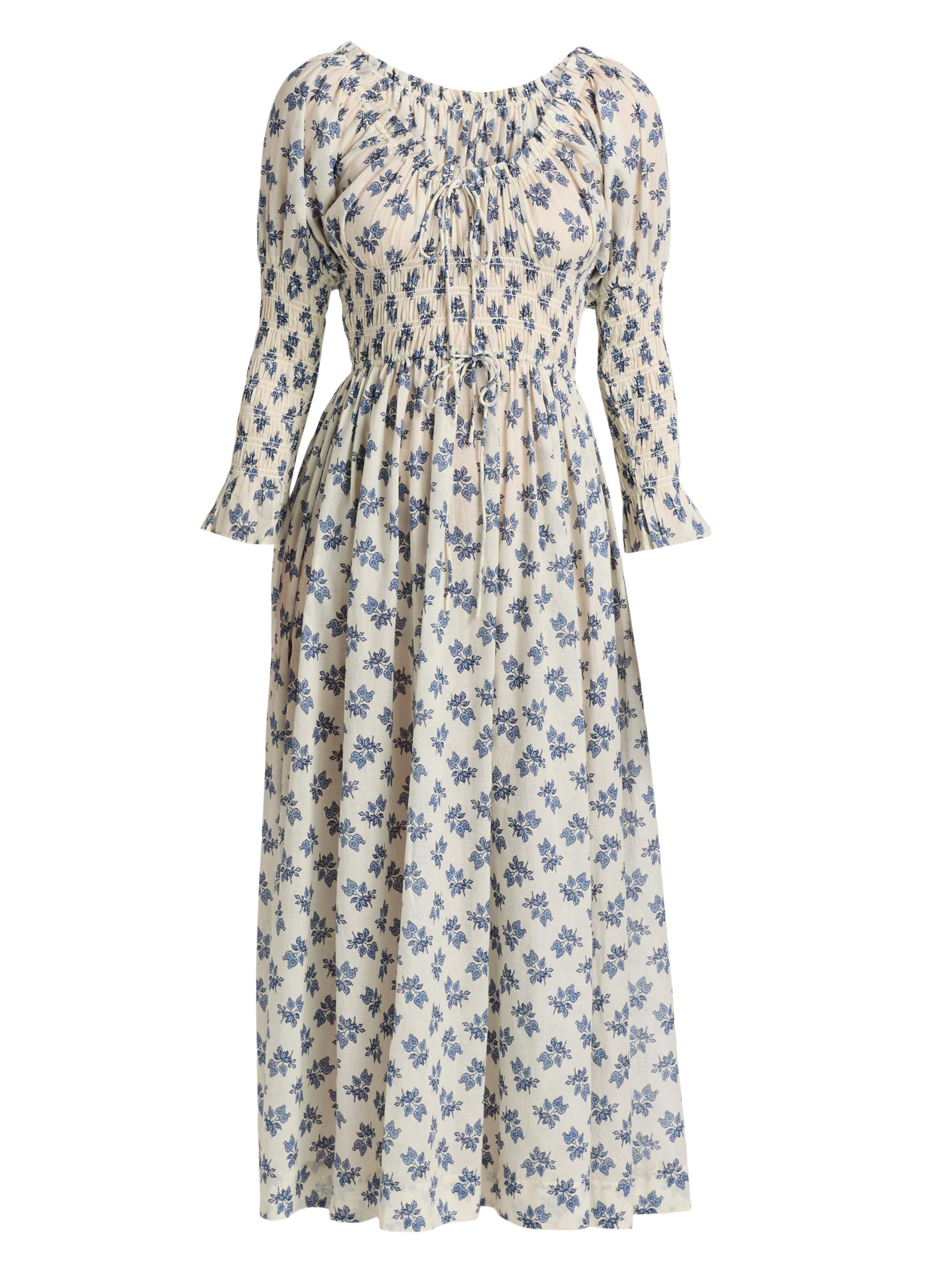 DÔEN Women's Kaira Floral Cotton Midi-Dress - Creme Pomegranate Bloom