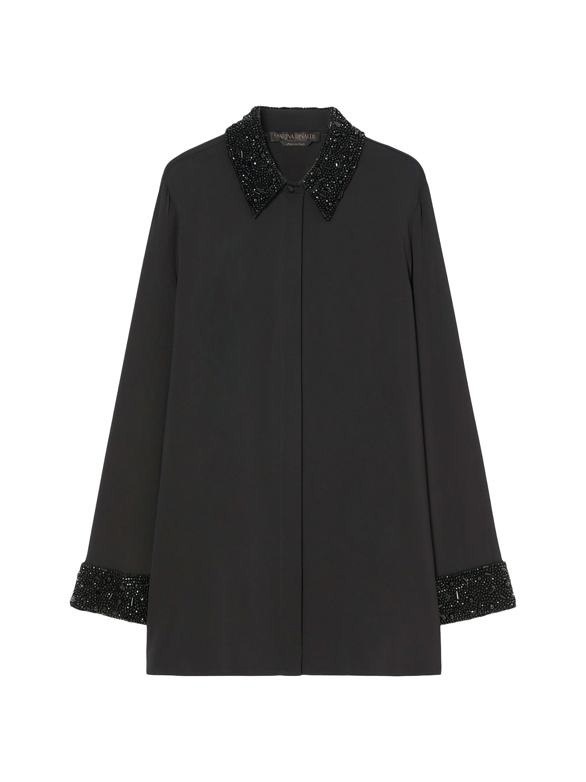 Marina Rinaldi Women's Lightweight Cady Tunic with Embroidery - Black