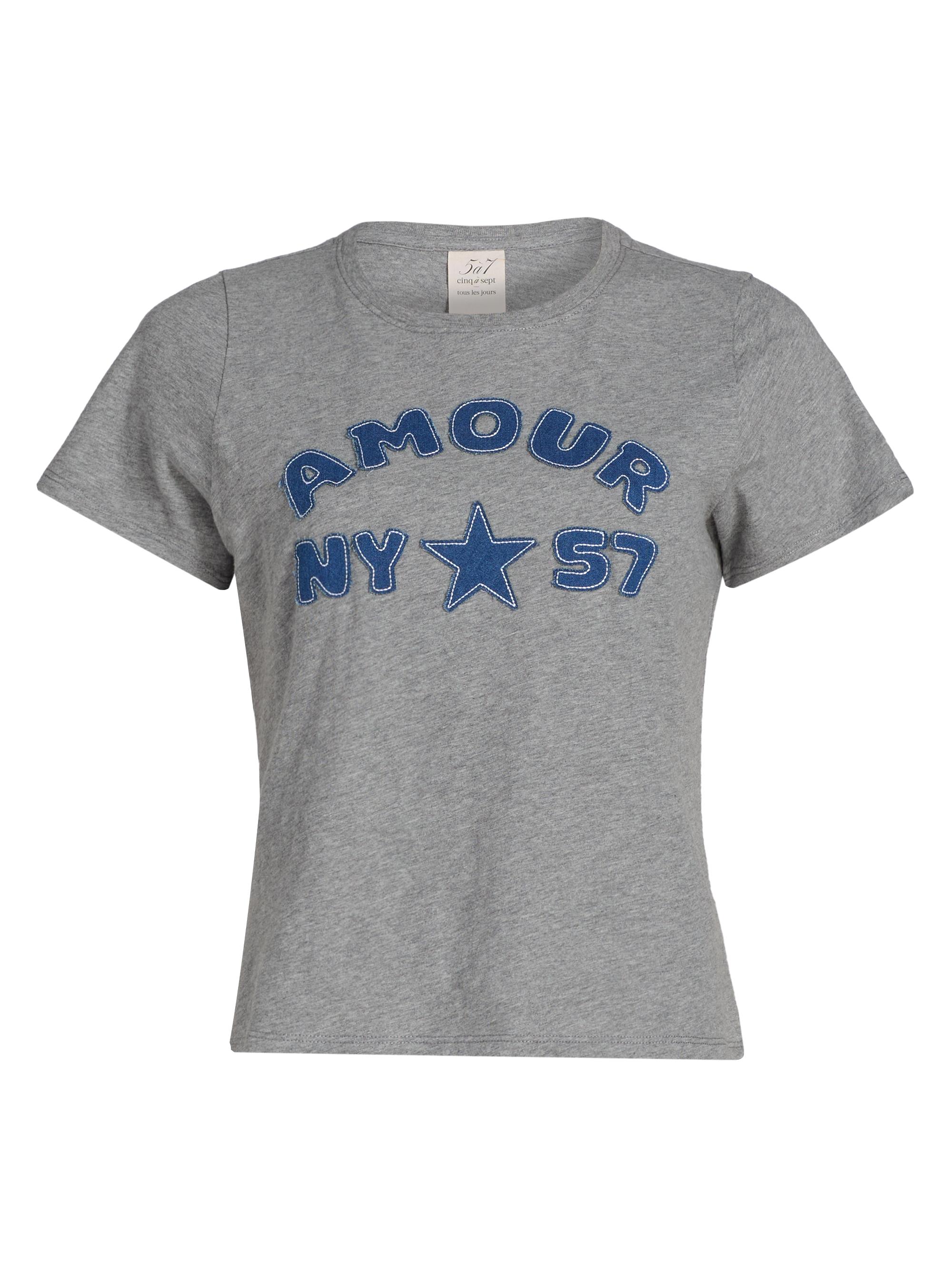 Cinq à Sept Women's Amour 57 Cotton Shrunken Crewneck T-Shirt - Heather Grey