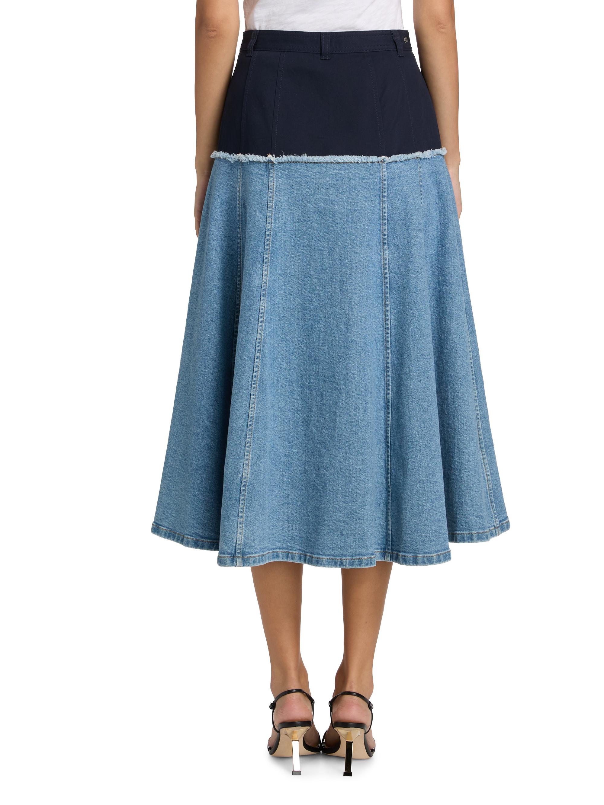 Cinq à Sept Veena Colorblocked Stretch-Denim Button-Front Midi