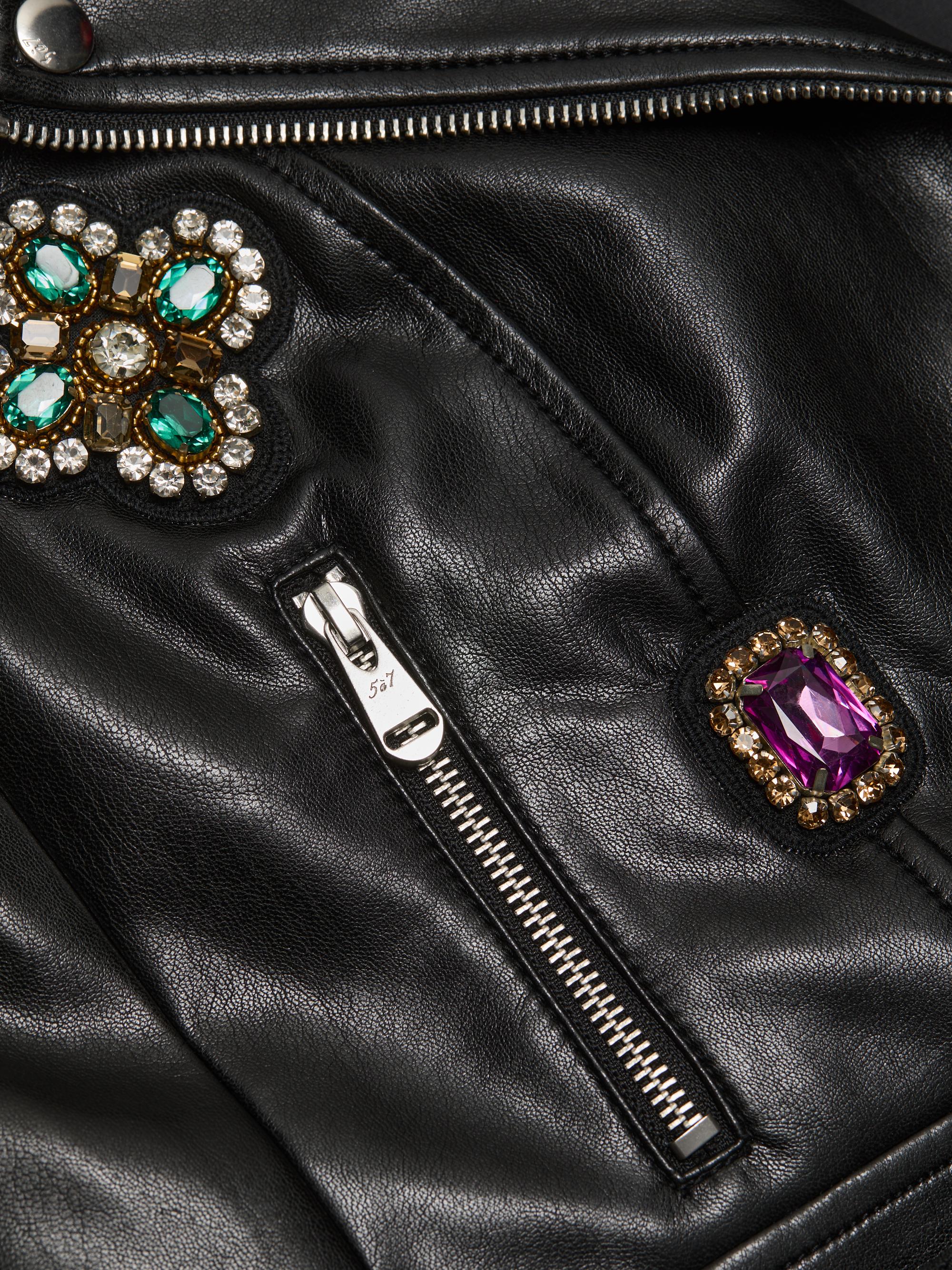Cinq à Sept Genevieve Baroque Patches Faux-Leather Biker Jacket