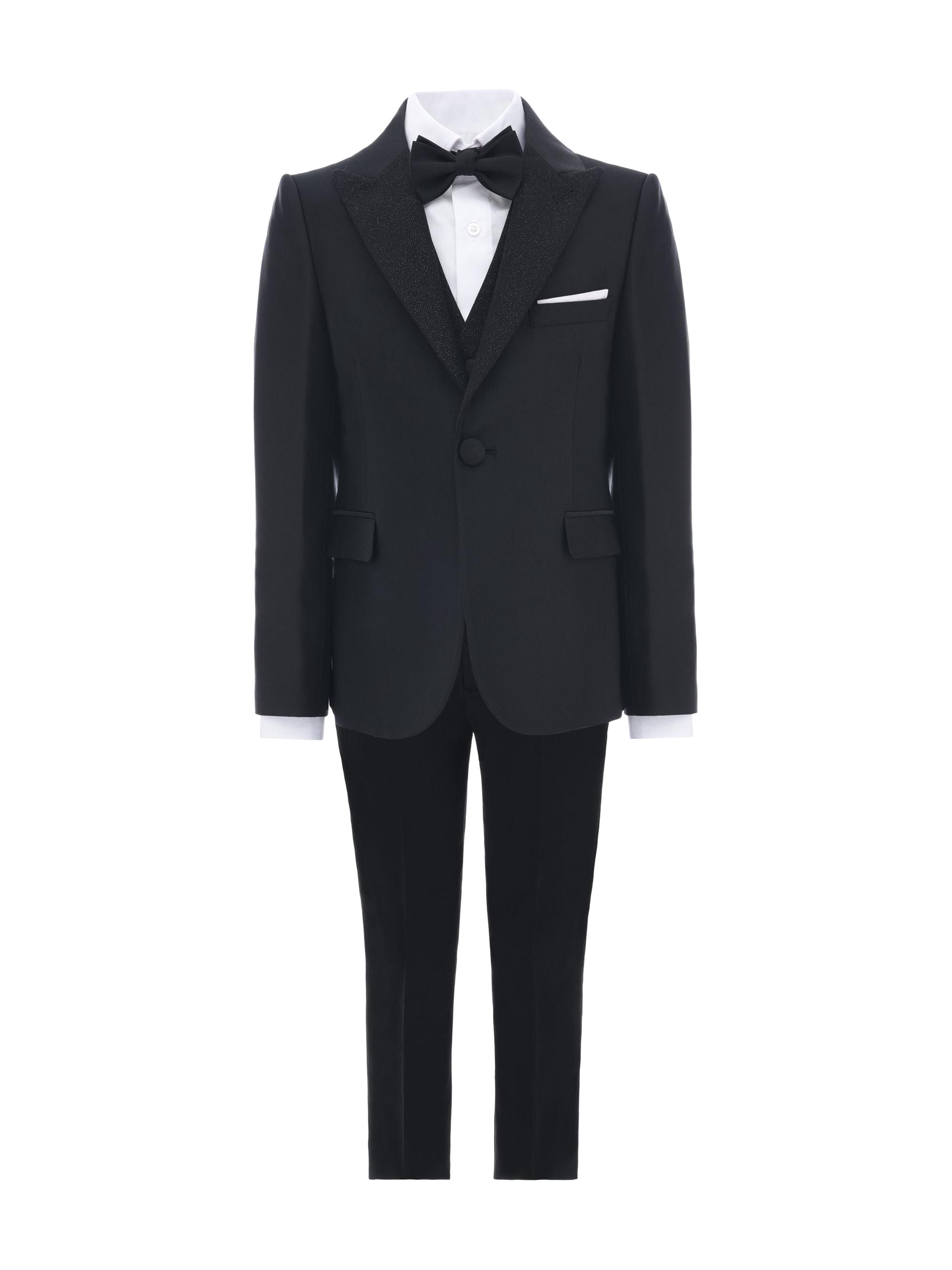 Moustache Little Boy's & Boy's Glitter Lapel Suit - Black