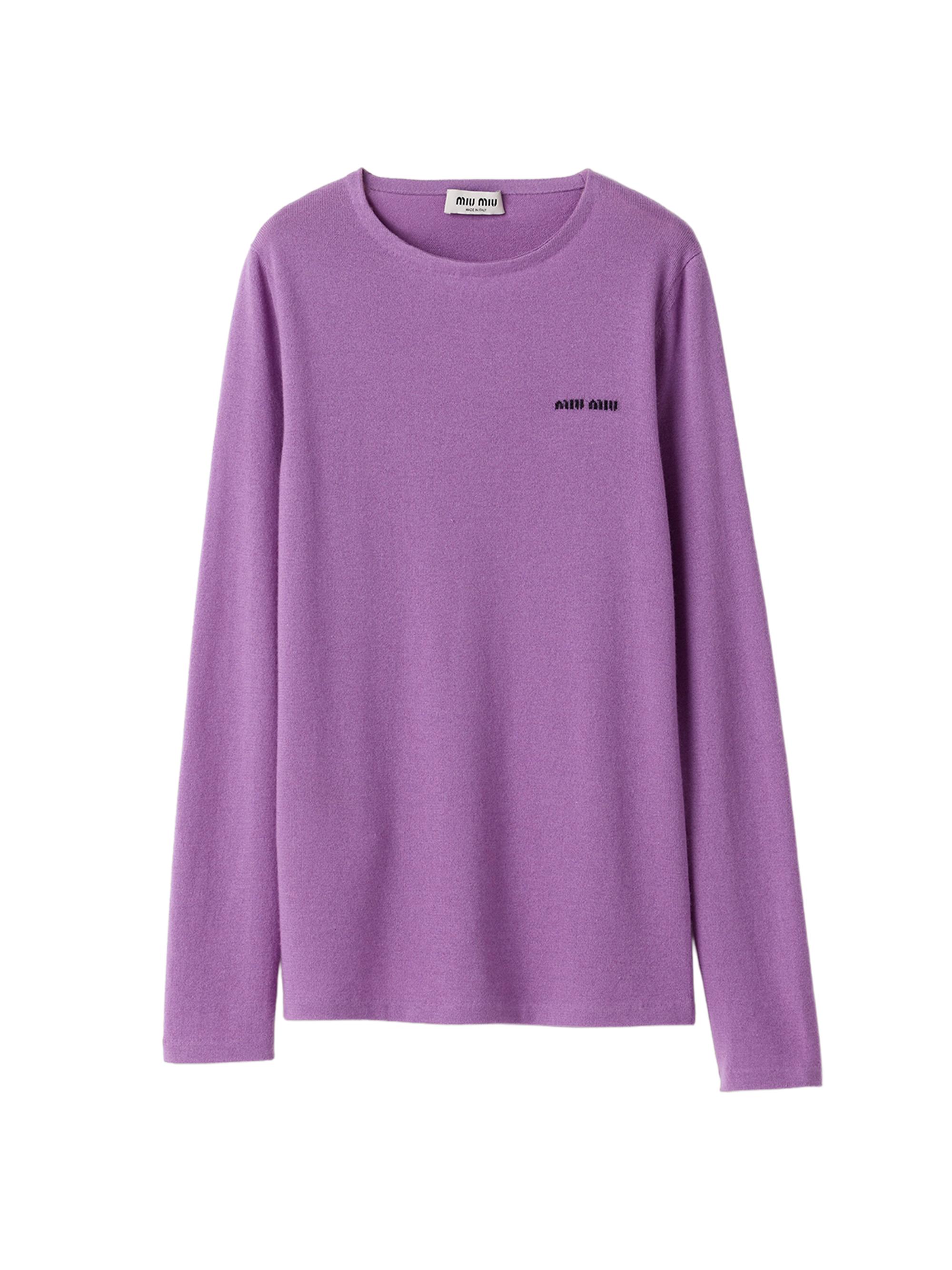Miu Miu Women's Cashmere and Silk Crew-Neck Sweater - Purple