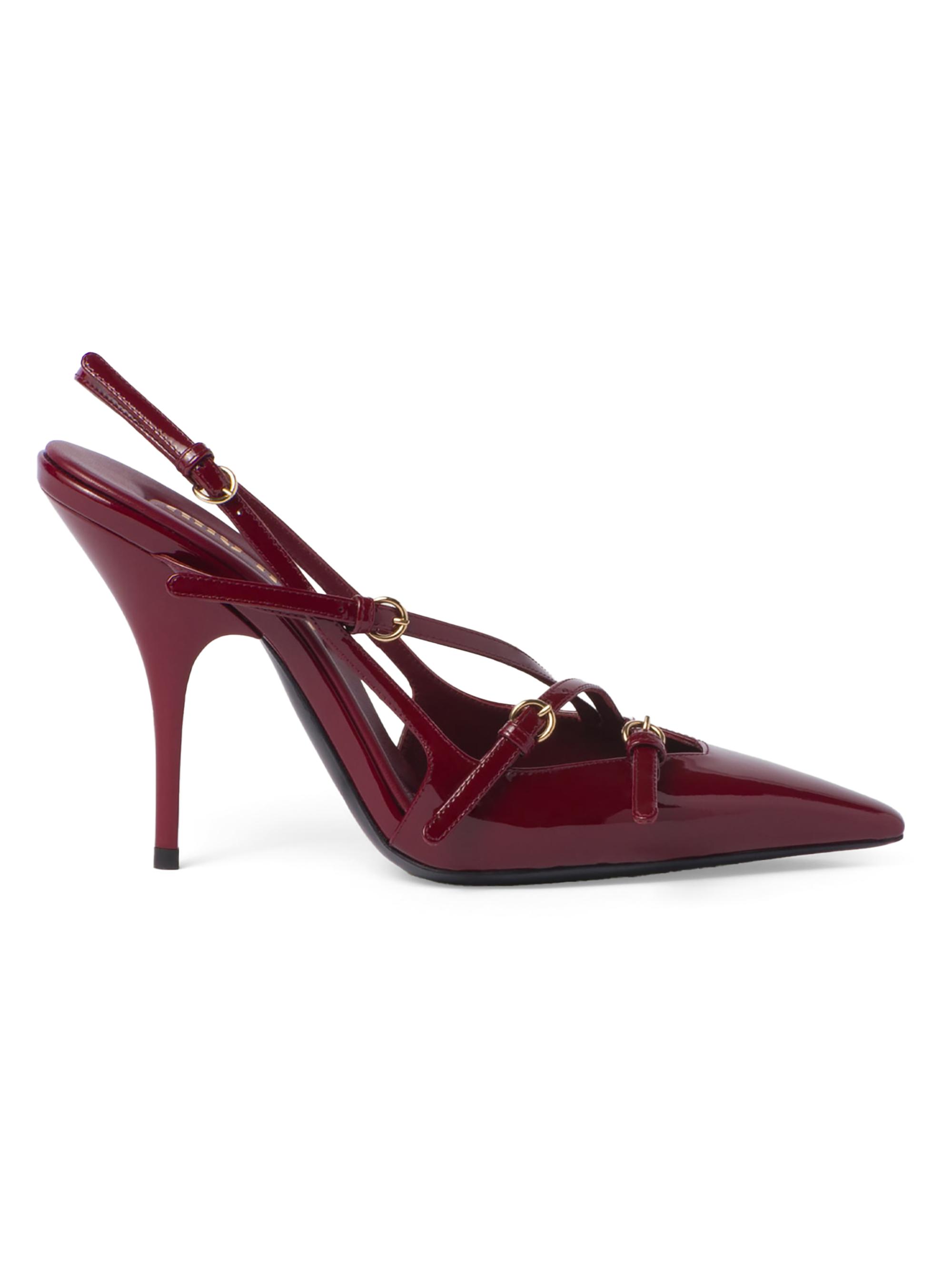 Miu Miu Women's Patent Leather Slingbacks With Buckles - Red