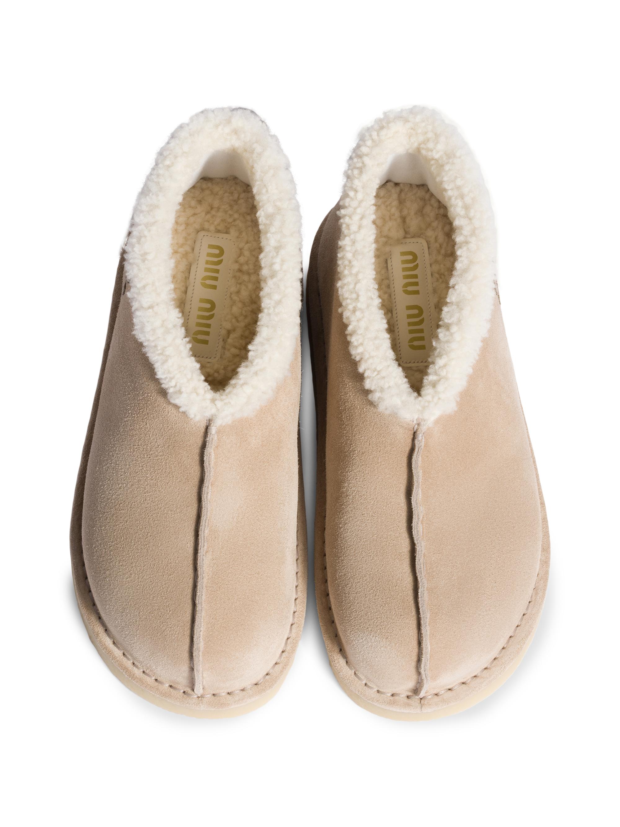 Miu Miu Suede and Shearling Slip-On Booties | Saks Fifth Avenue