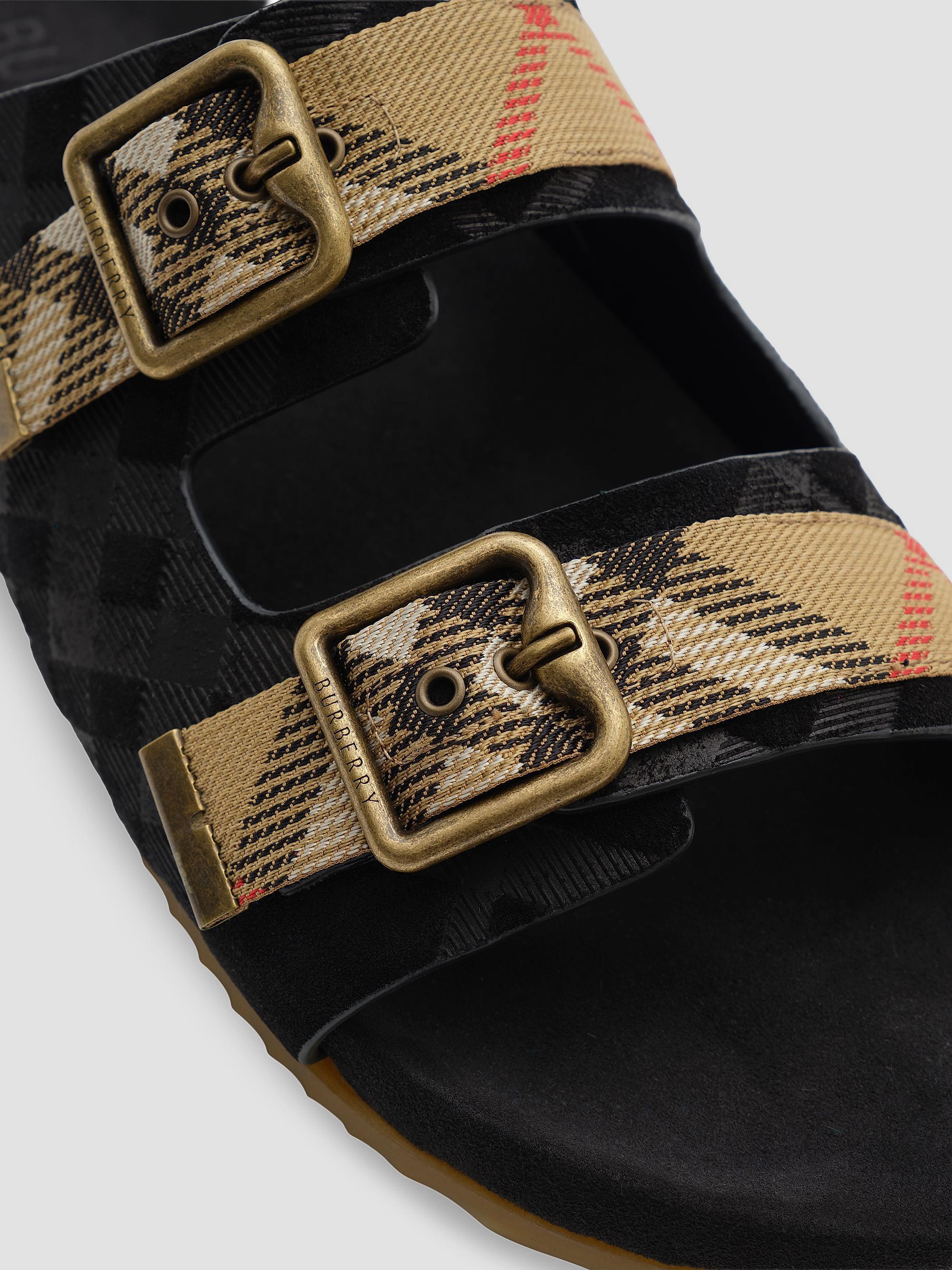 Burberry Check Suede Urchin Sandals | Saks Fifth Avenue