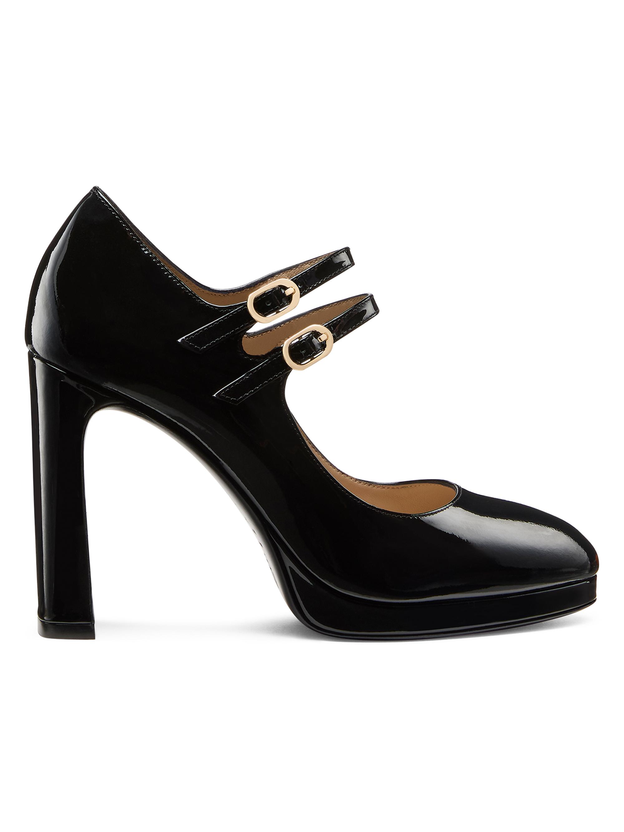 Stuart Weitzman Women's Babette 100MM Patent Leather Platform Mary Janes Pumps - Black