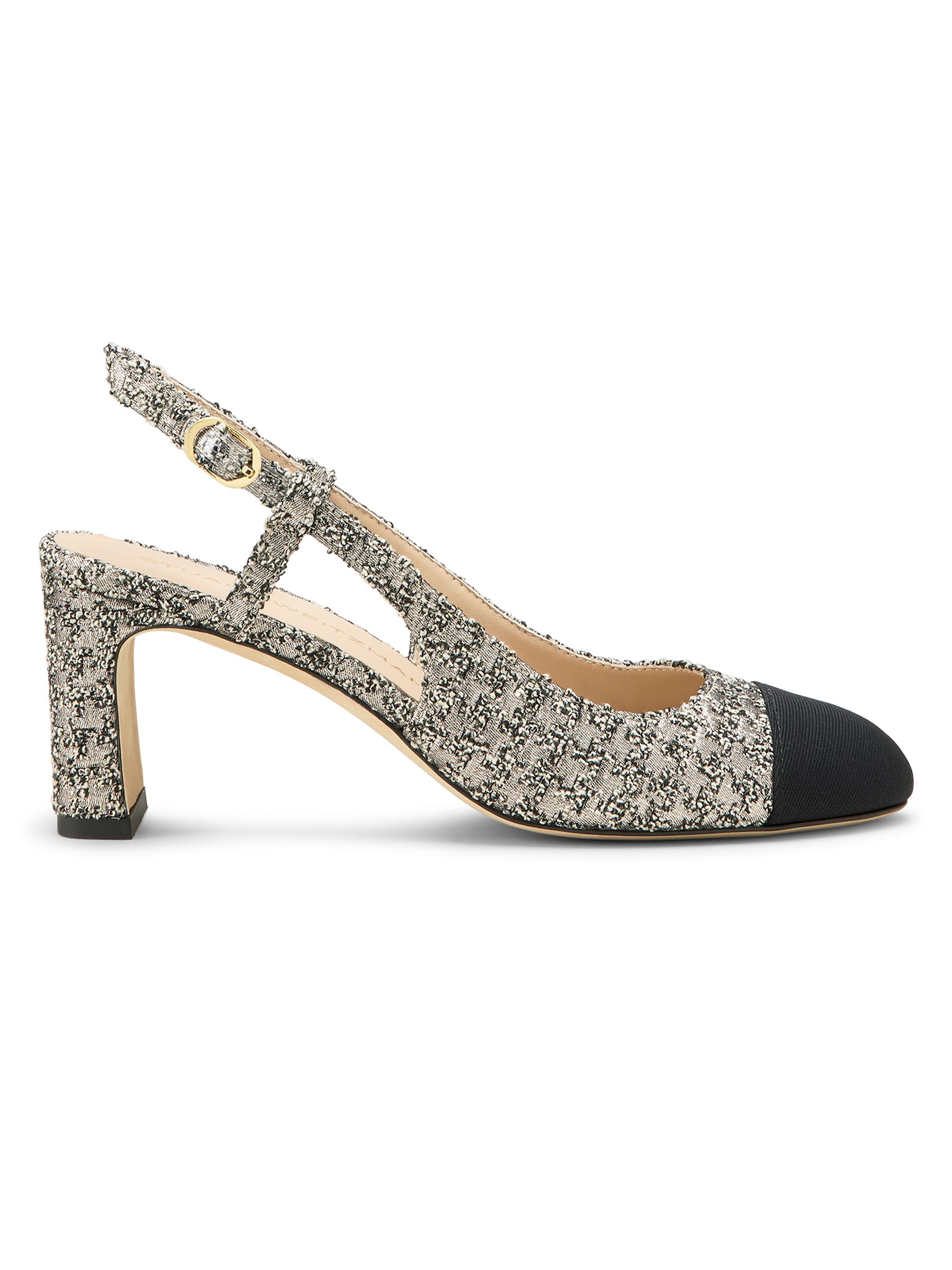 Stuart Weitzman Women's Babette 60MM Tweed Slingback Pumps - Light Gold Black
