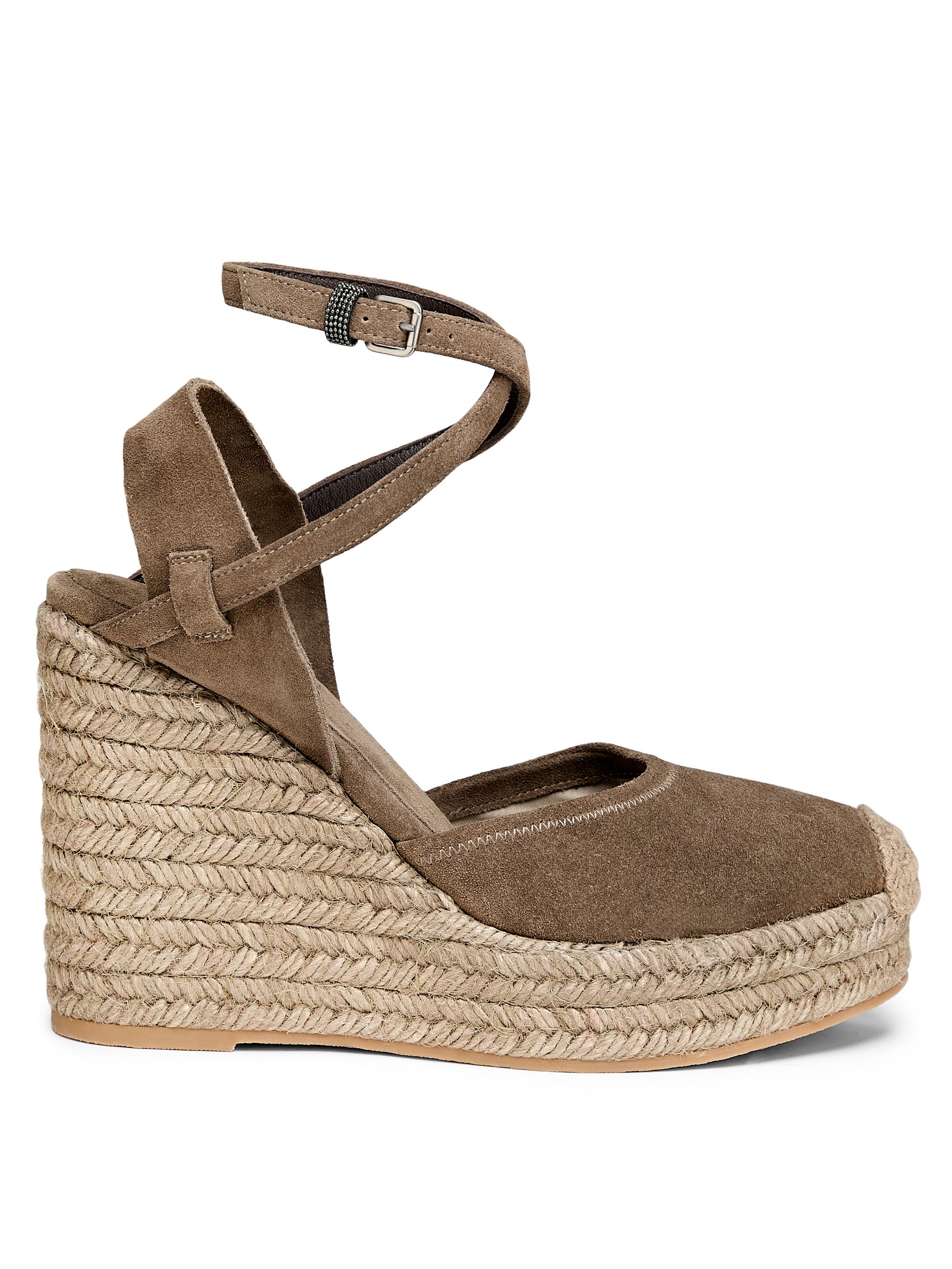 Brunello Cucinelli Women's 80MM Suede Ankle Wrap Espadrilles - Summer Torba