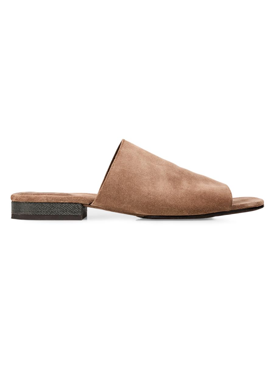 Brunello Cucinelli Monili 20MM Suede Mules | Saks Fifth Avenue