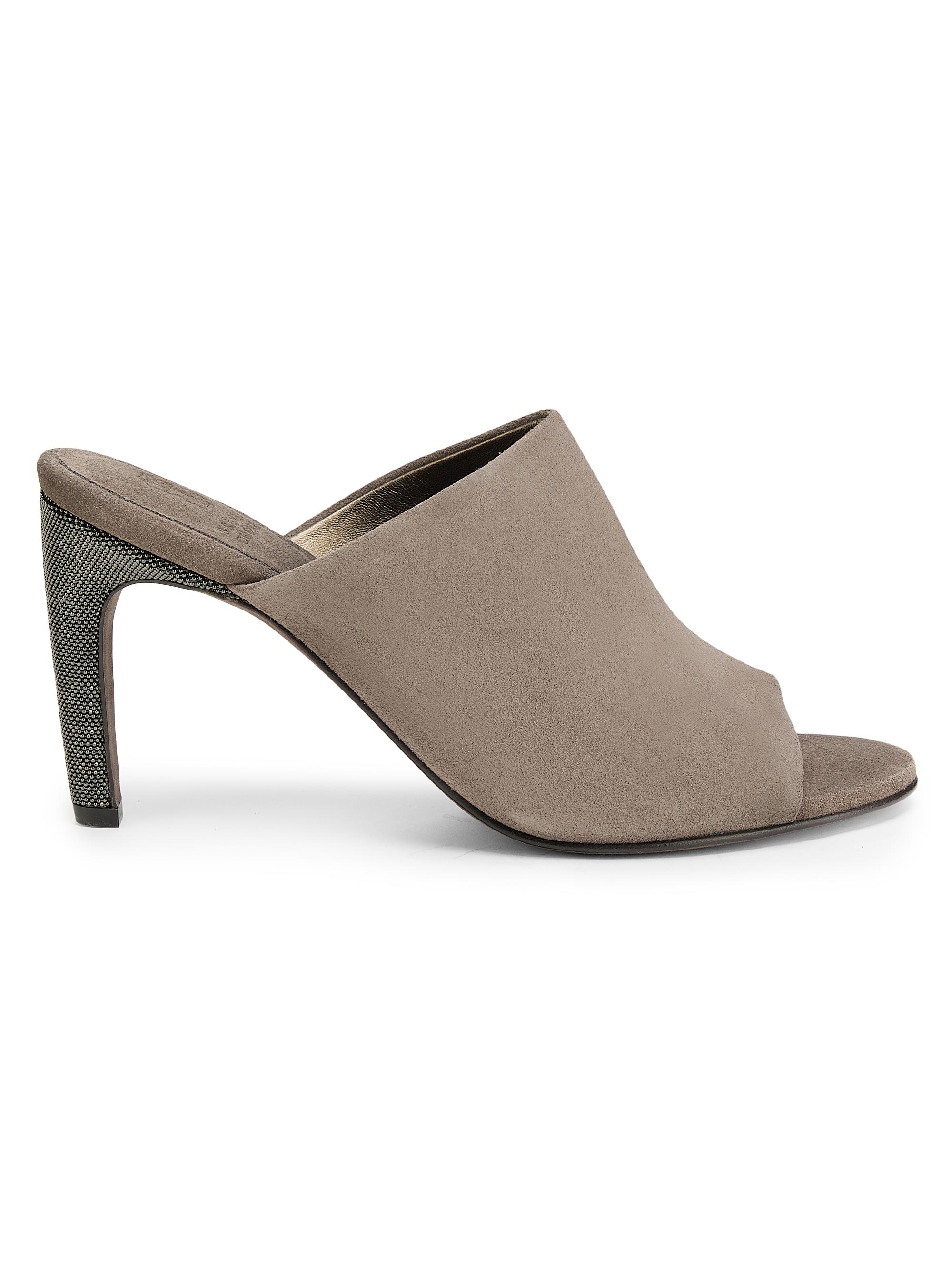 Brunello Cucinelli Women's Curved Monili 80MM Suede Mules - Torba