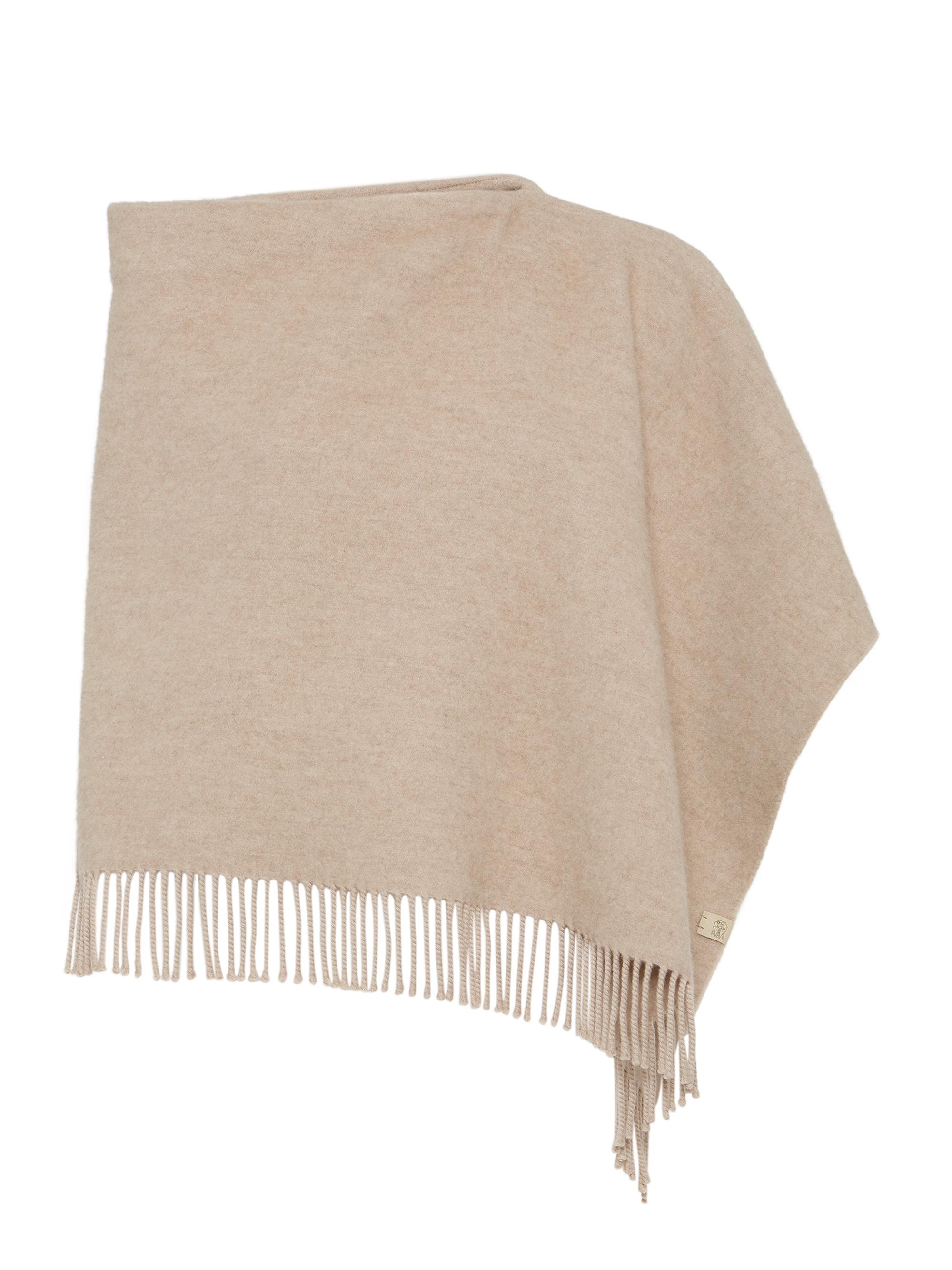 Brunello Cucinelli Women's Wool and Cashmere Asymmetric Double Cloth Poncho - Biscuit