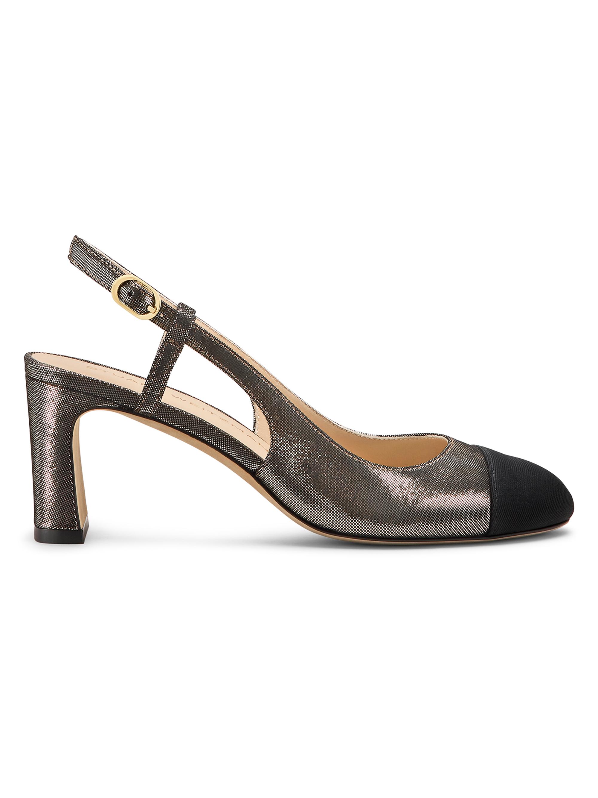 Stuart Weitzman Women's Babette 60MM Cap-Toe Slingback Pumps - Platino Black
