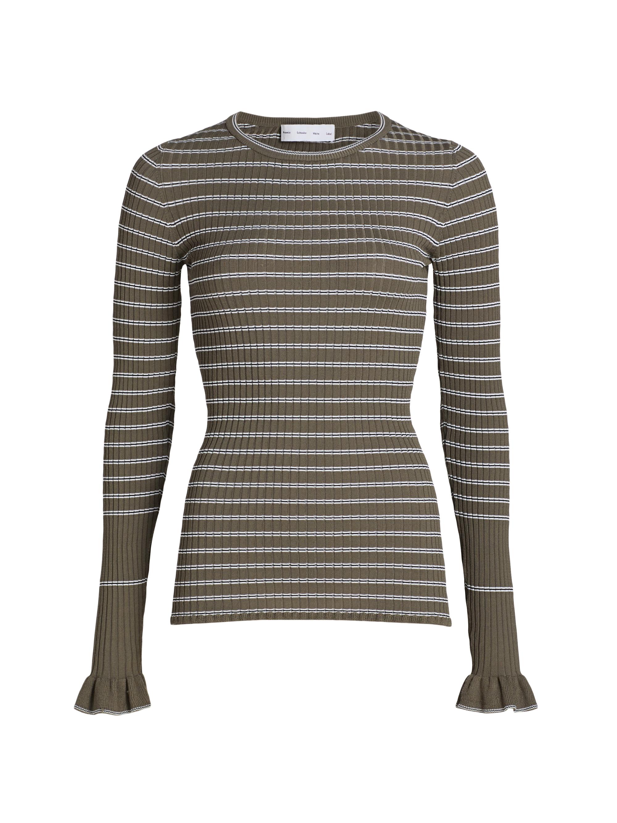 Proenza Schouler White Label Women's Yasmine Striped Rib-Knit Sweater - Ivy White