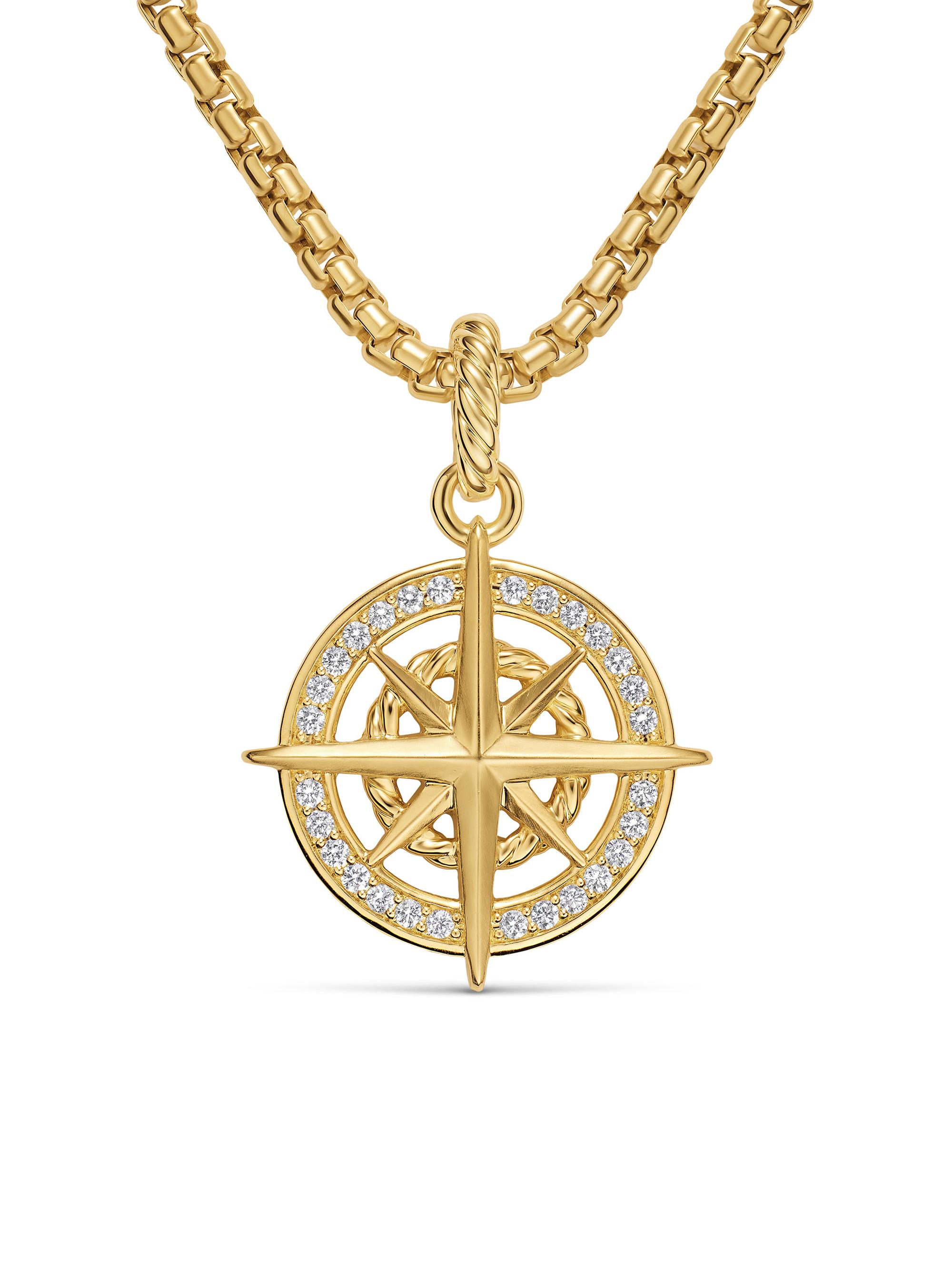David Yurman Women's Compass Amulet in 18K Yellow Gold with Diamonds, 21.3MM - Diamond