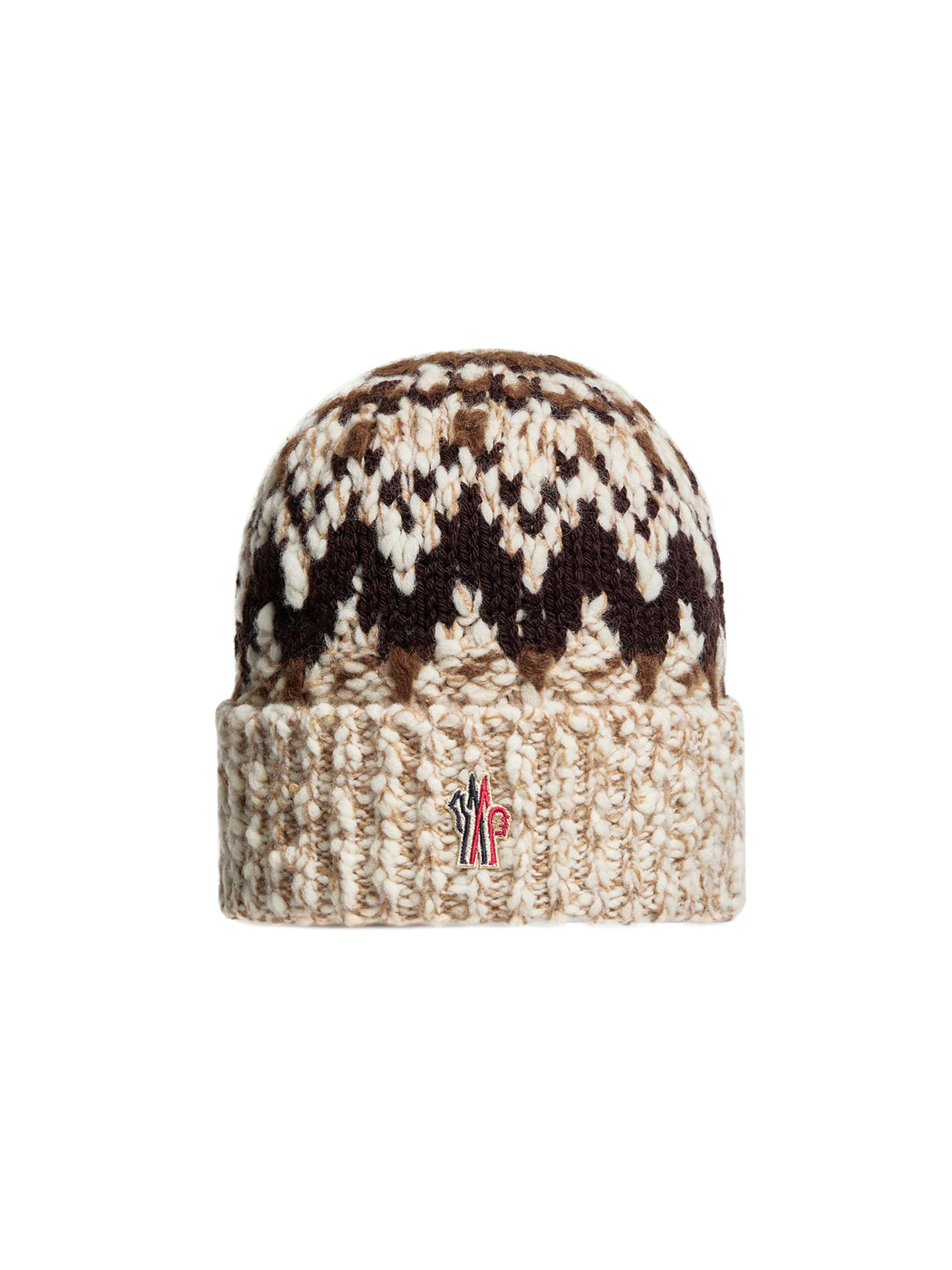 Moncler Grenoble Men's Beanie Hat in Wool Blend - Beige Brown