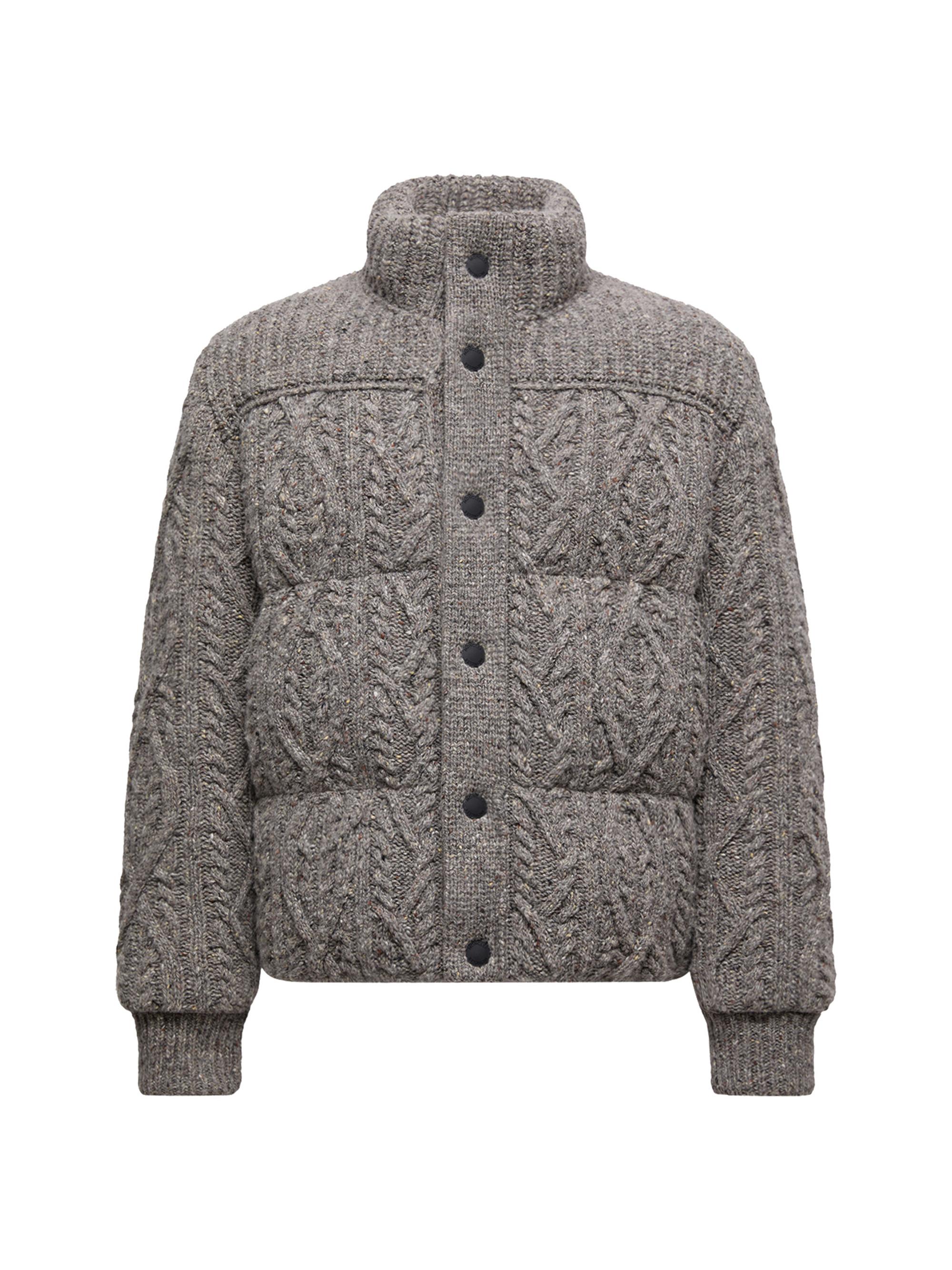 Moncler Grenoble Men's Ellesmere Puffer Jacket in Wool Tweed - Gray