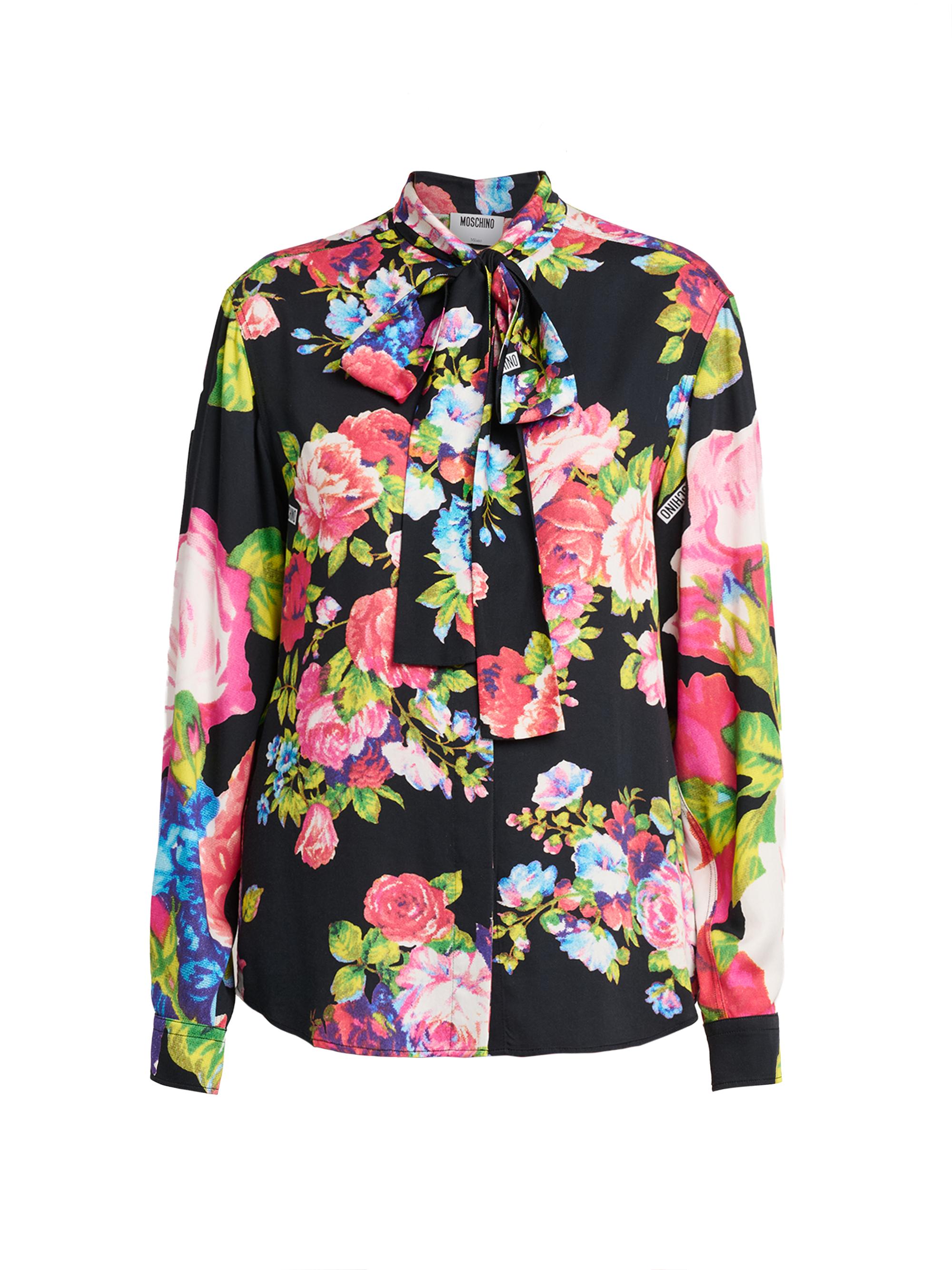 Moschino Women's Floral Satin Blouse - Multi Black