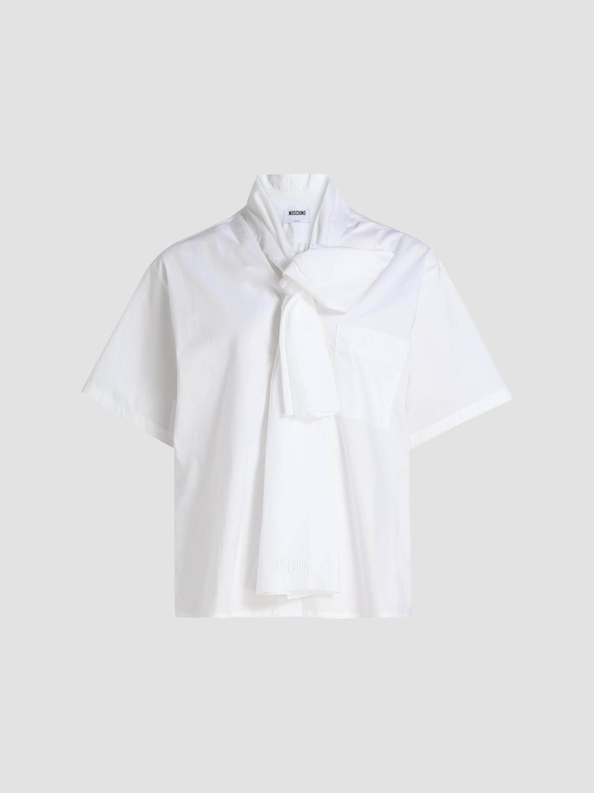 Moschino Women's Stretch-Cotton Tieneck Blouse - Multi White | Thumbnail 8