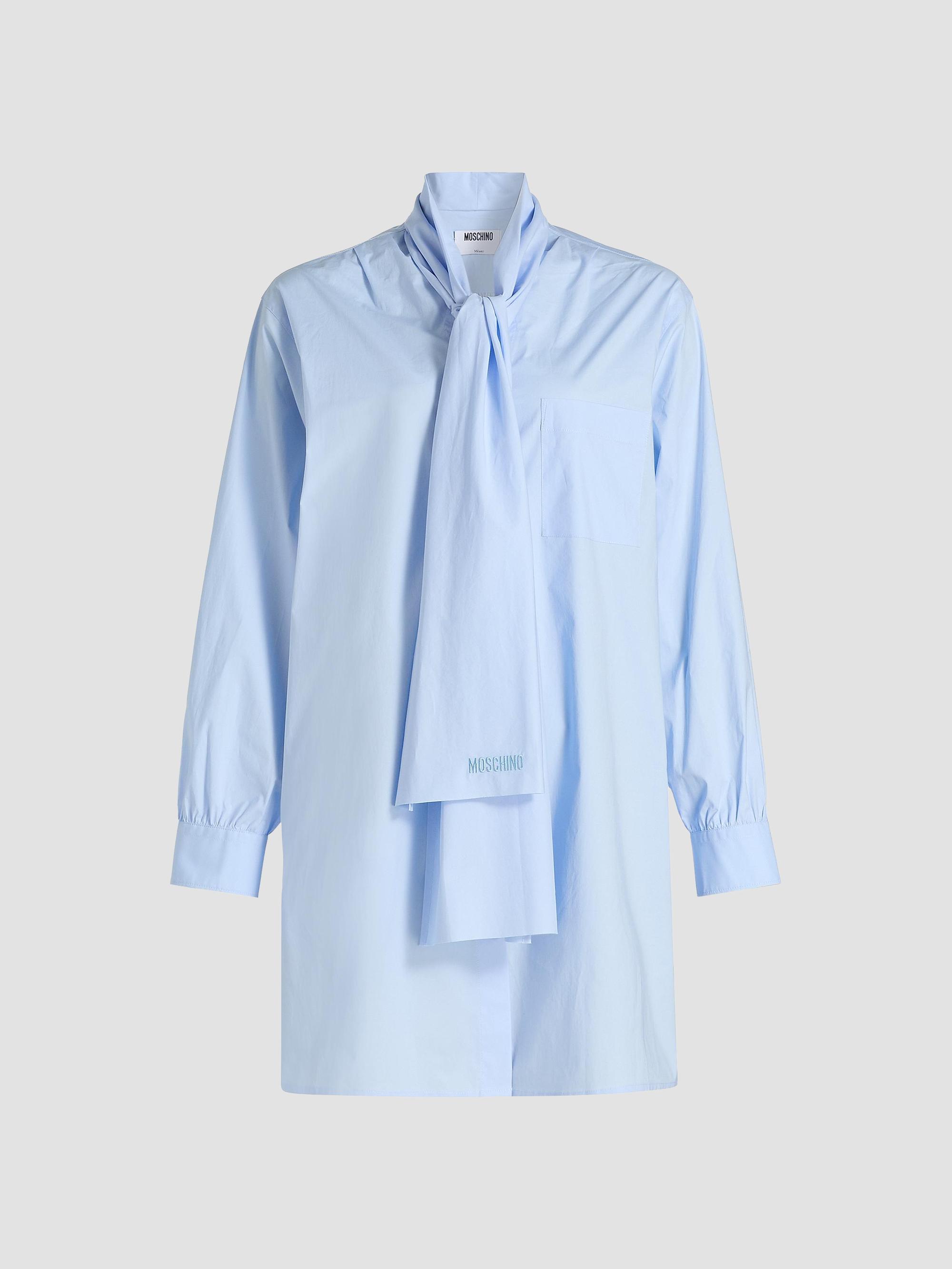 Moschino Women's Stretch-Cotton Tieneck Shirtdress - Multi Light Blue | Thumbnail 8