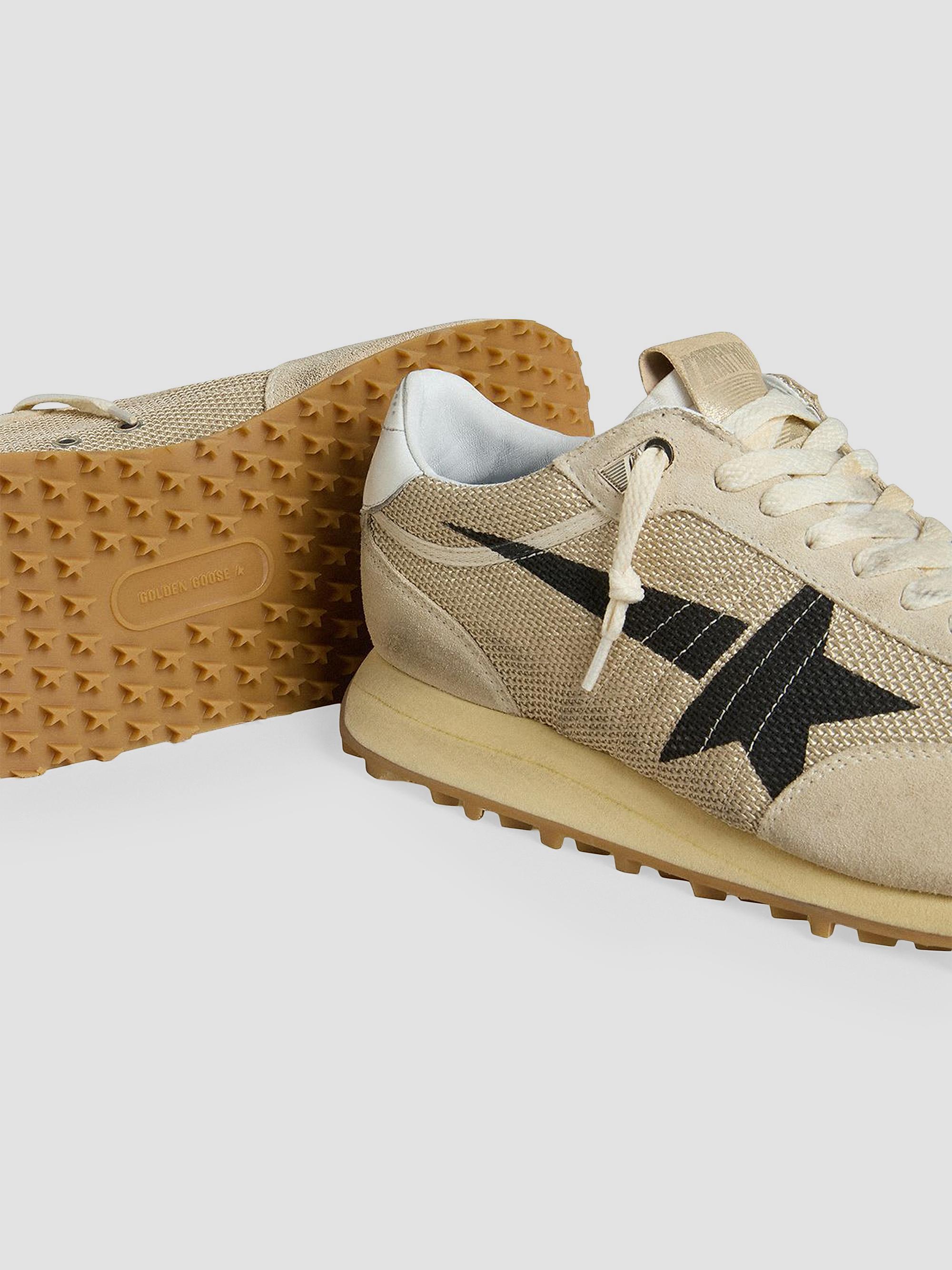Golden Goose Men's Marathon Mesh & Suede Low-Top Running Sneakers - Beige Black | Thumbnail 4