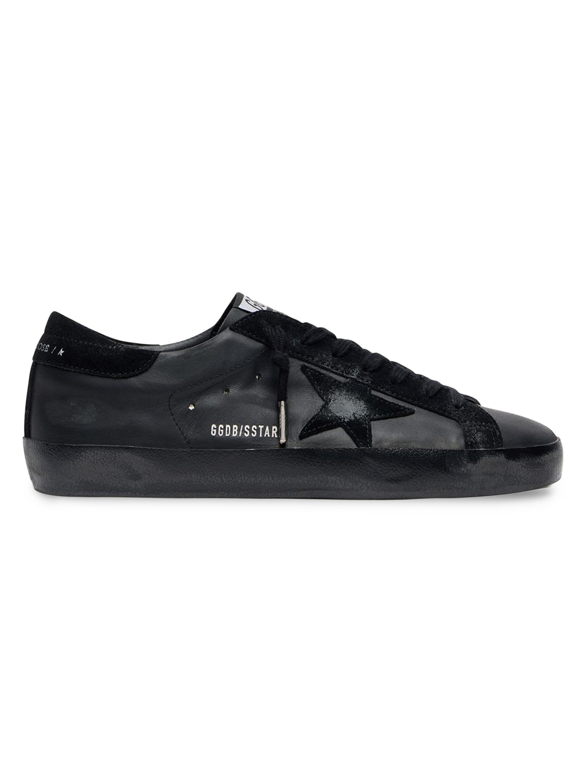 Golden Goose Men's Super-Star Leather Low-Top Sneakers - Black