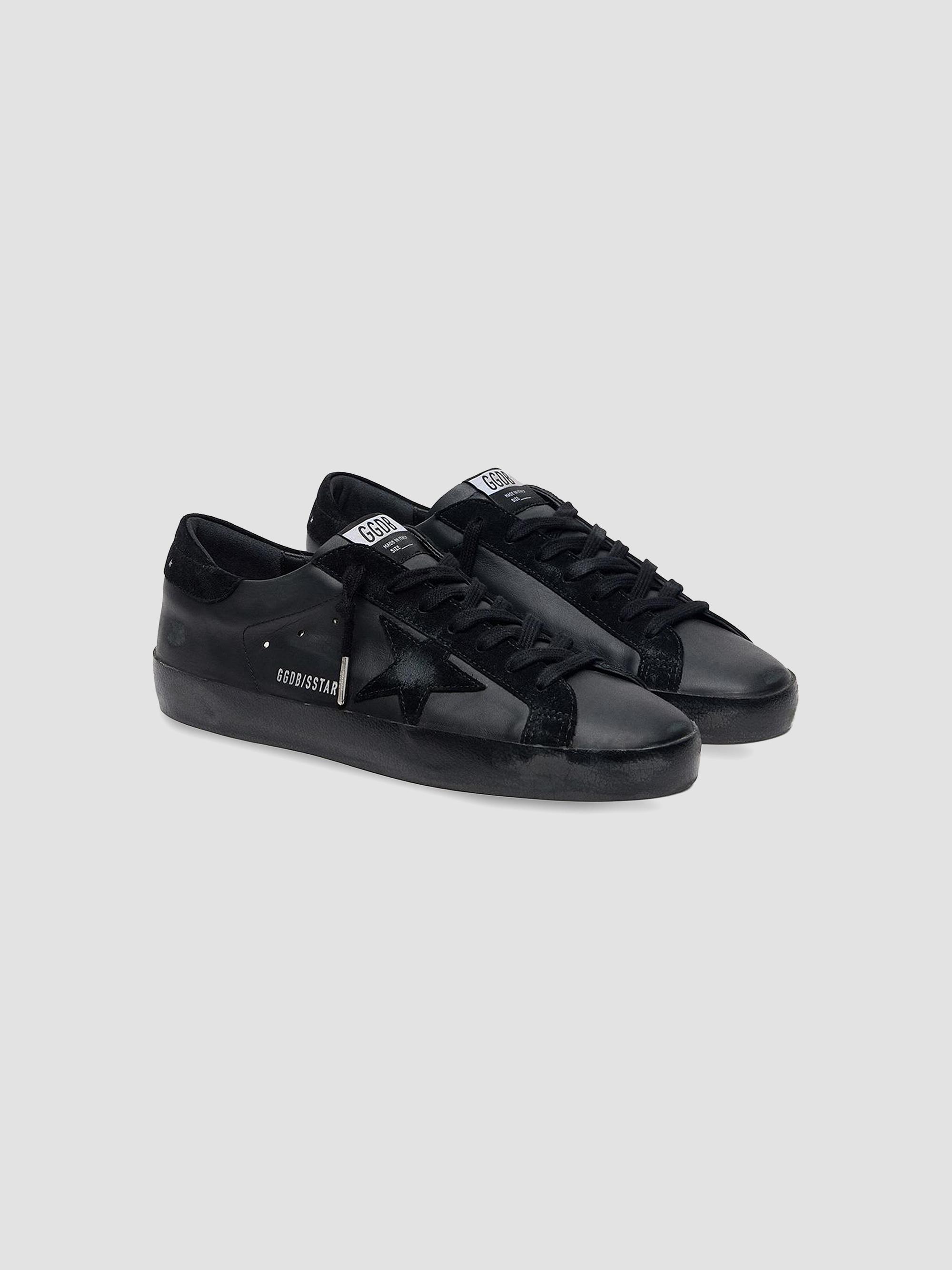 Golden Goose Men's Super-Star Leather Low-Top Sneakers - Black | Thumbnail 2