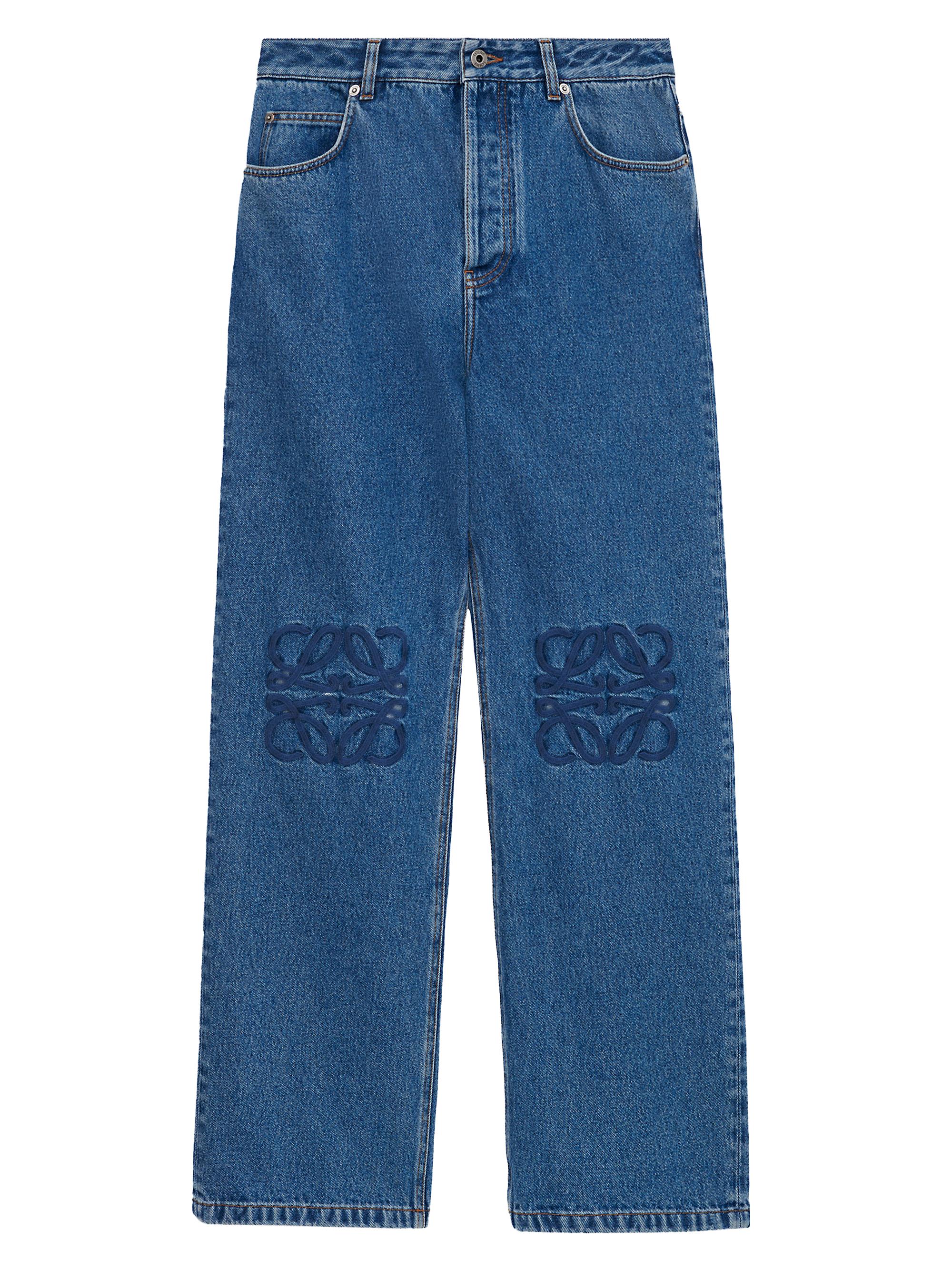 LOEWE Men's Anagram-Embroidered Baggy Jeans - Jeans Blue