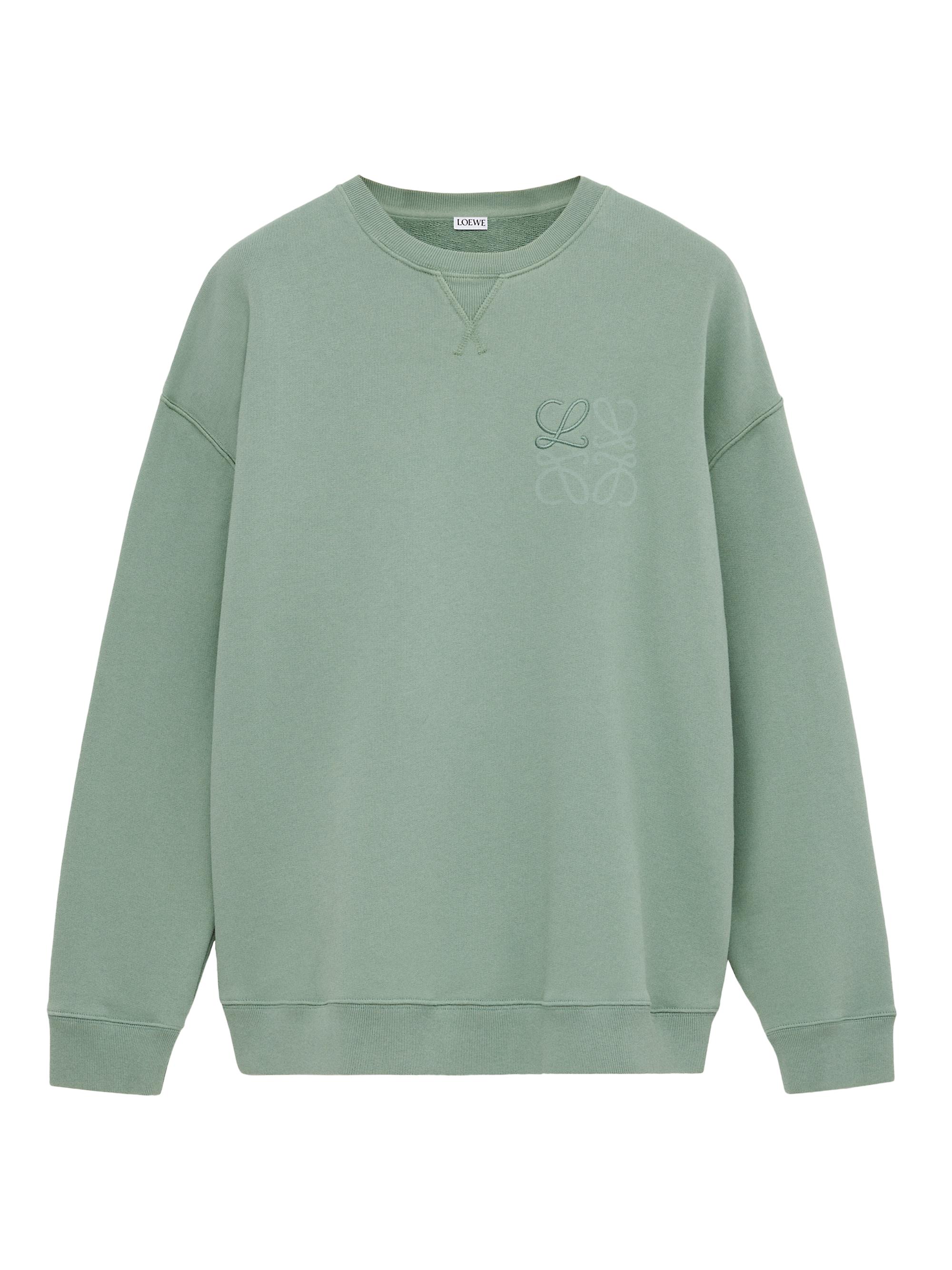 LOEWE Men's Anagram Cotton-Blend Crewneck Sweatshirt - Khaki Green