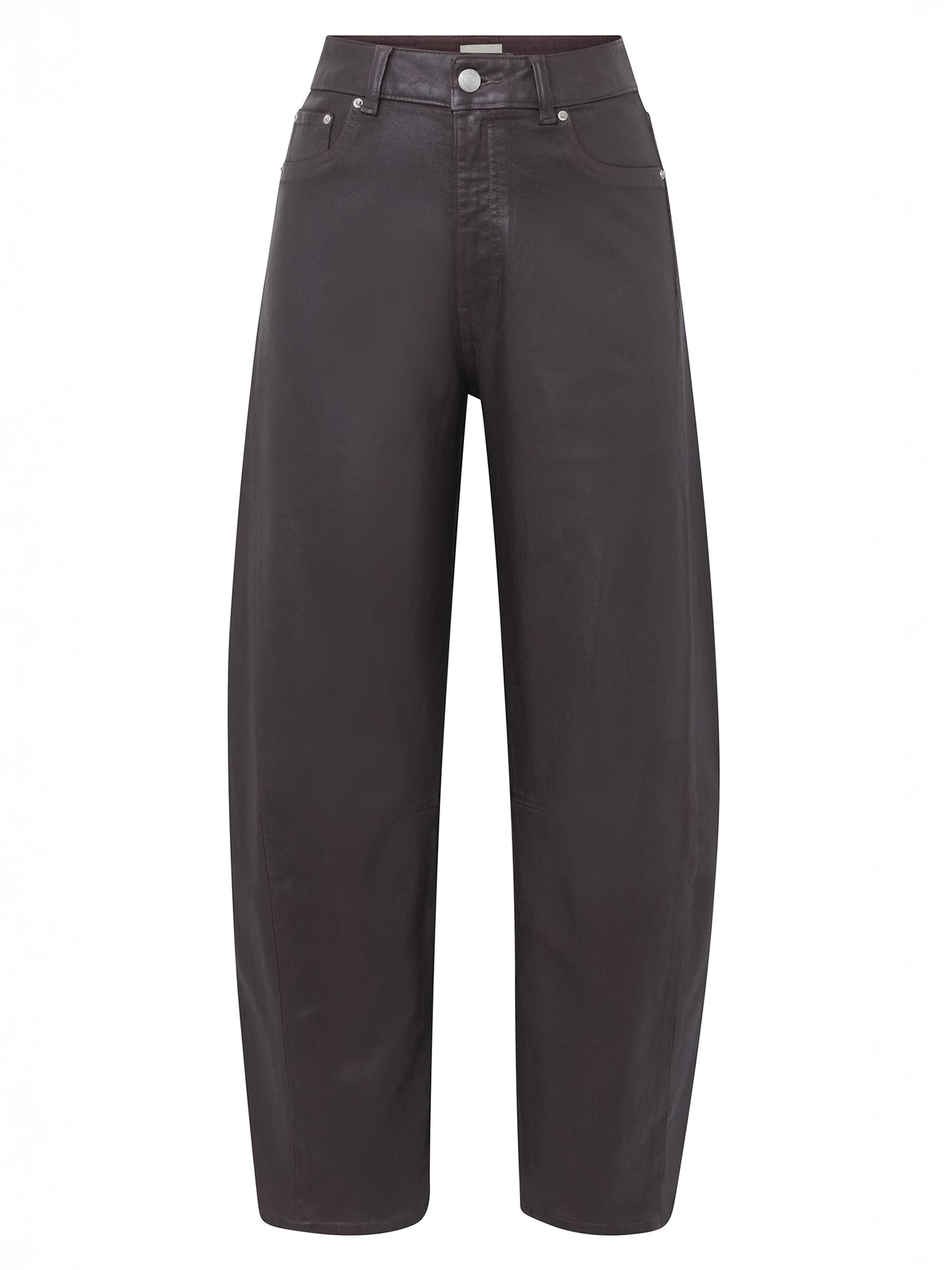 DL1961 Premium Denim Women's Miro Barrel High Rise Coated Jeans - Cocoa Coated - Women's Clothing