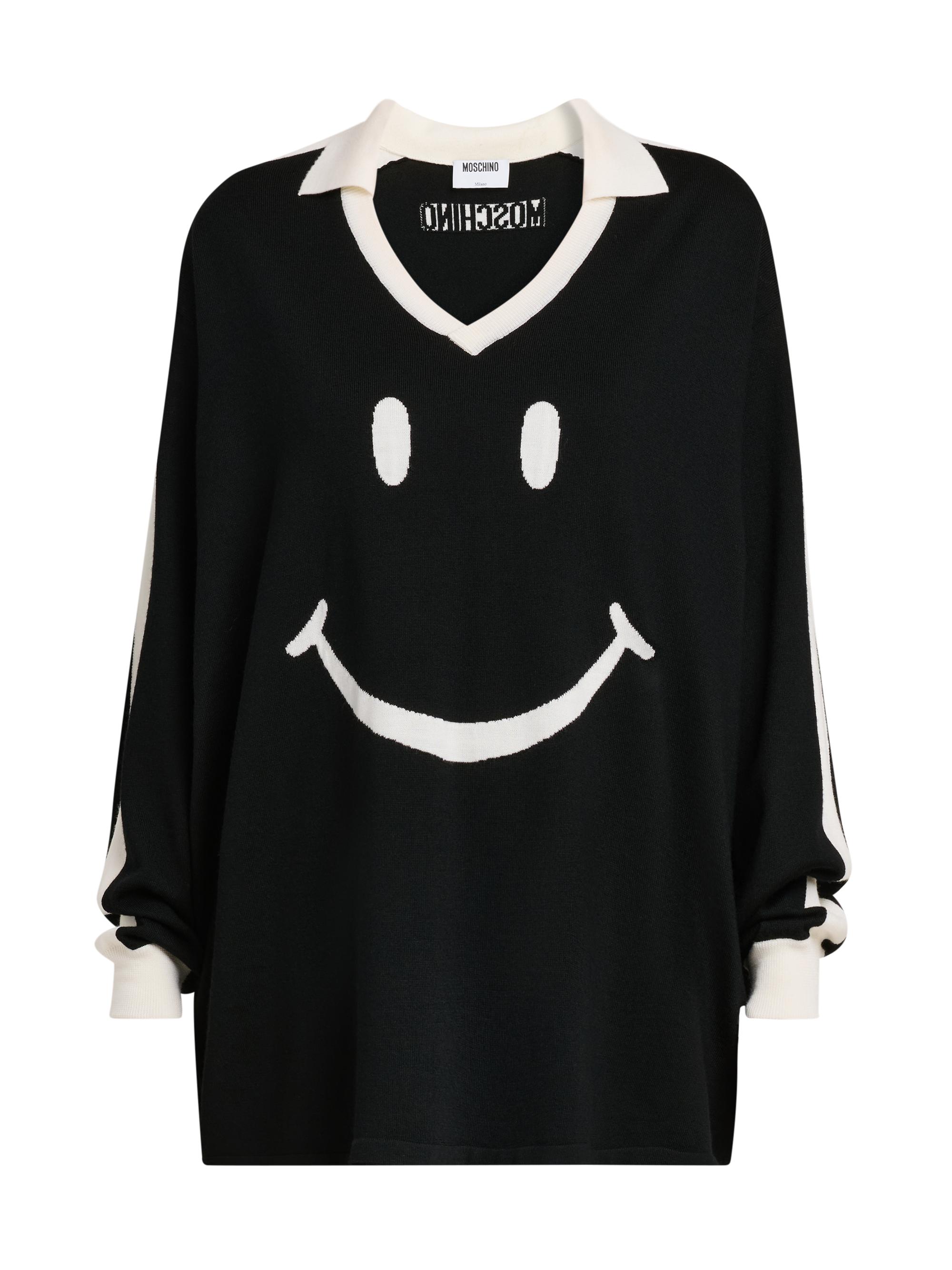 Moschino Women's Smiley Face Wool Sweater - Multi Black