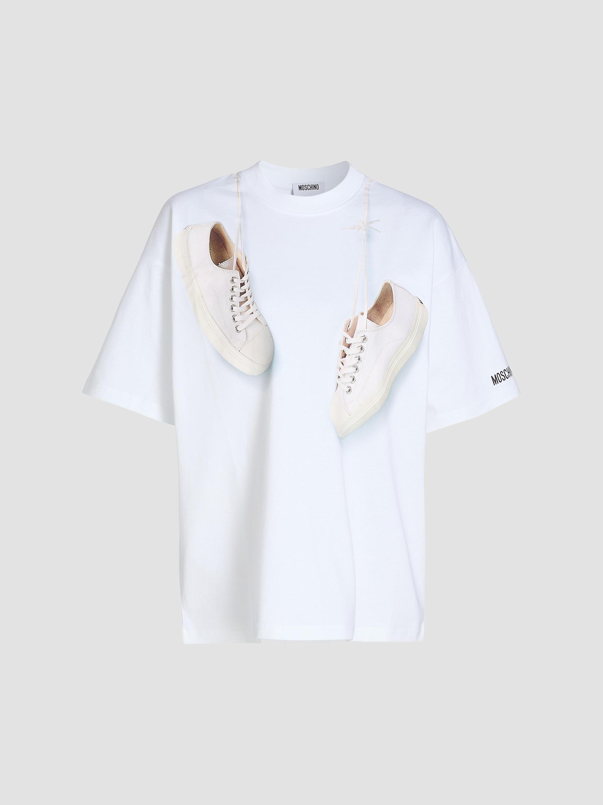 Moschino Women's Shoes Print Cotton T-Shirt - Multi White | Thumbnail 8