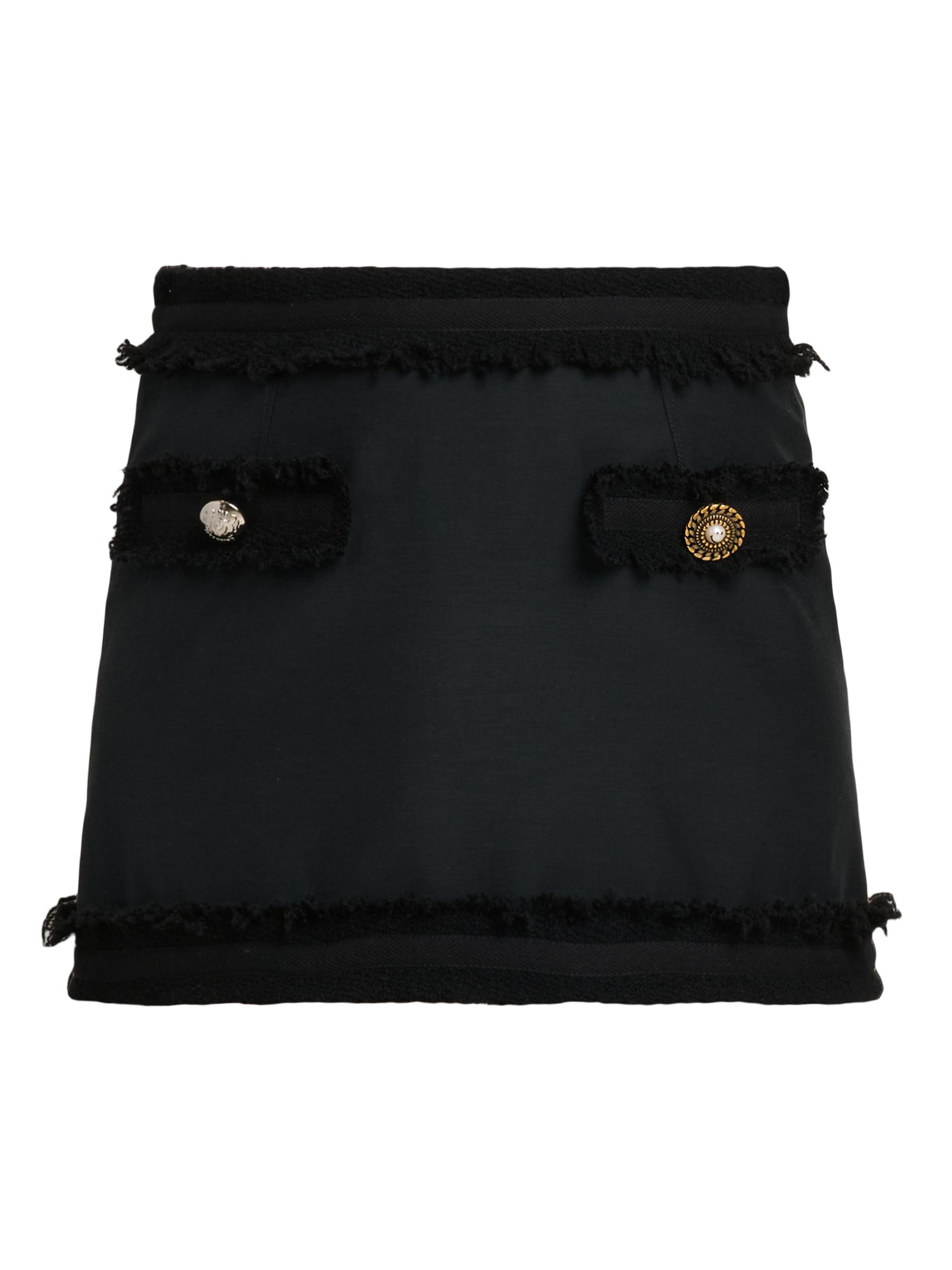 Moschino Women's Fringe Wool-Blend Miniskirt - Multi Black