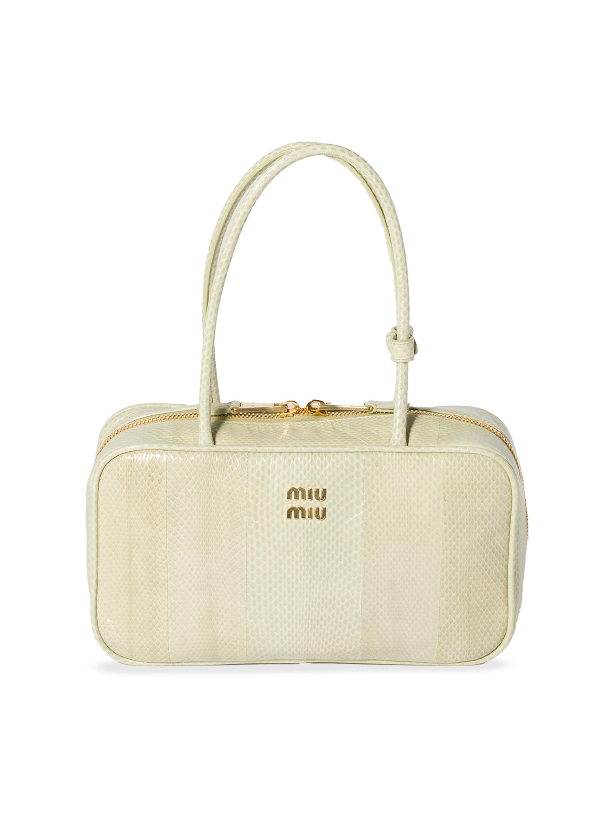 Miu Miu Women's Beau Ayers Leather Top Handle Bag - Green