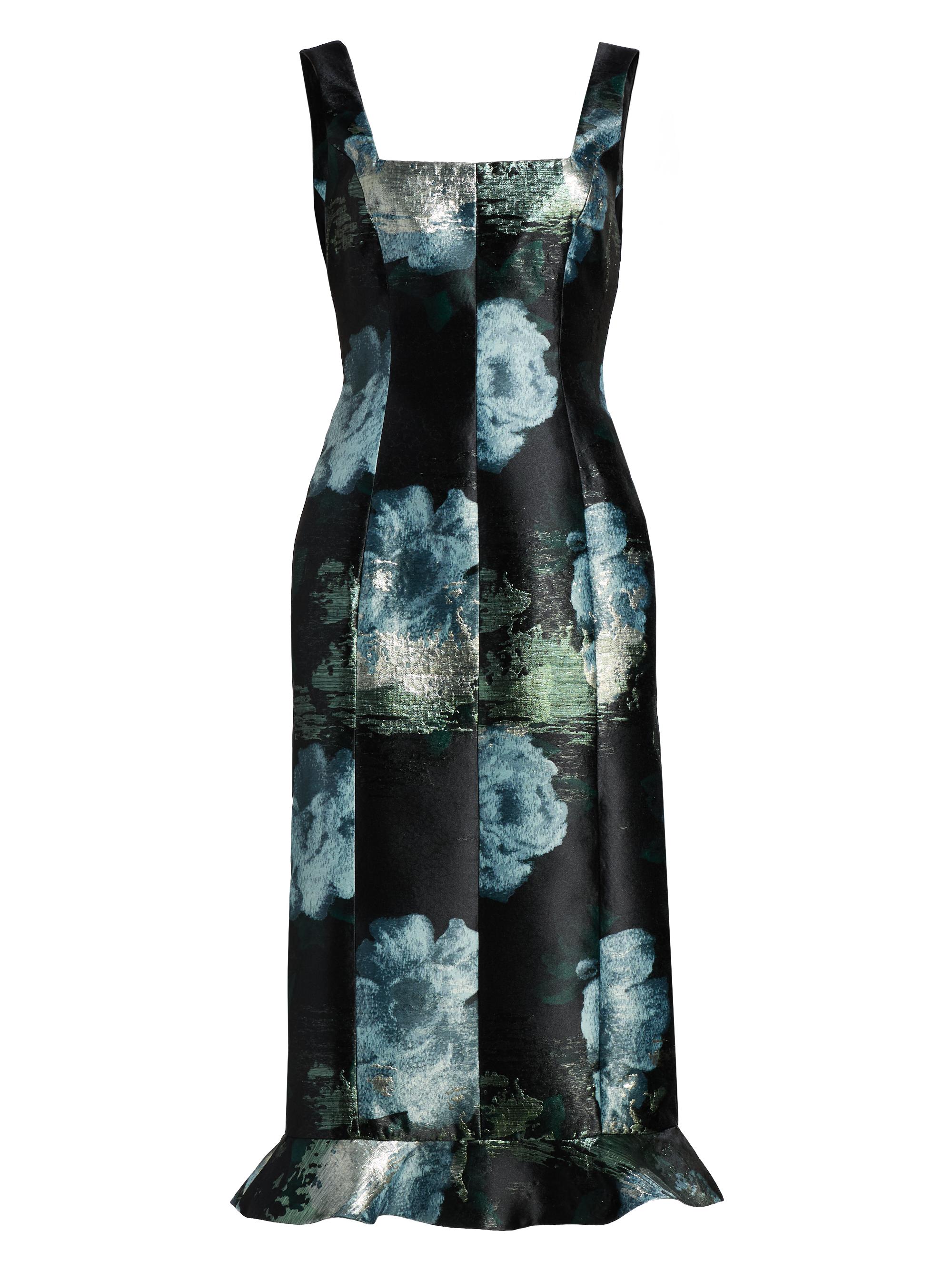 Markarian Women's Tabitha Metallic Floral Brocade Midi-Dress - Midnight