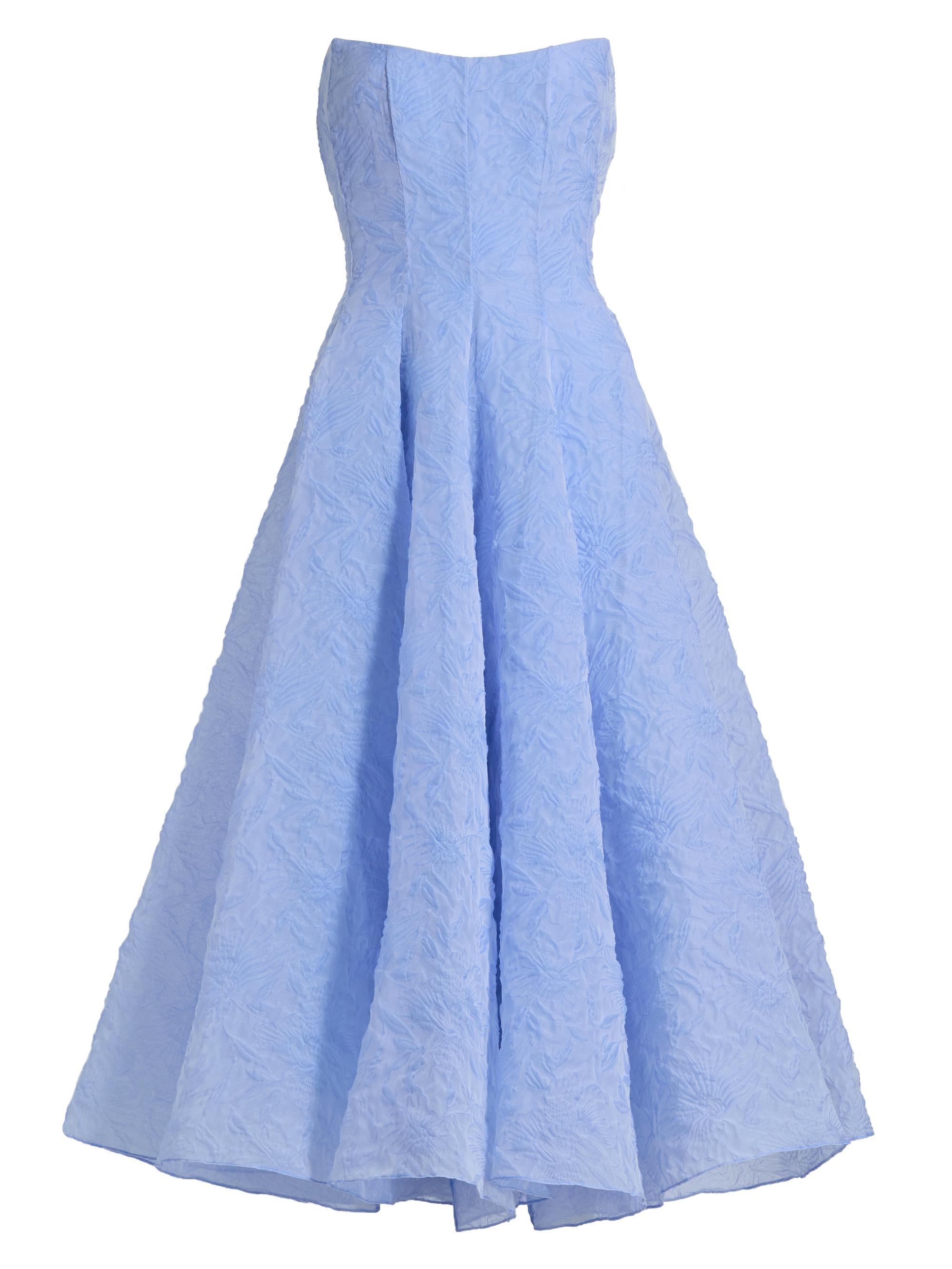 Markarian Women's Rousseau Floral Cloque Strapless Midi-Dress - Powder Blue