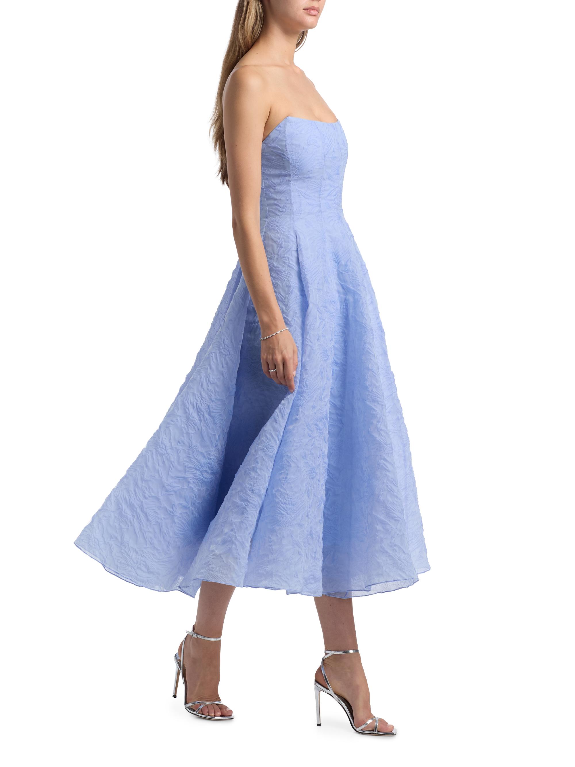 Markarian Women's Rousseau Floral Cloque Strapless Midi-Dress - Powder Blue - Size 10