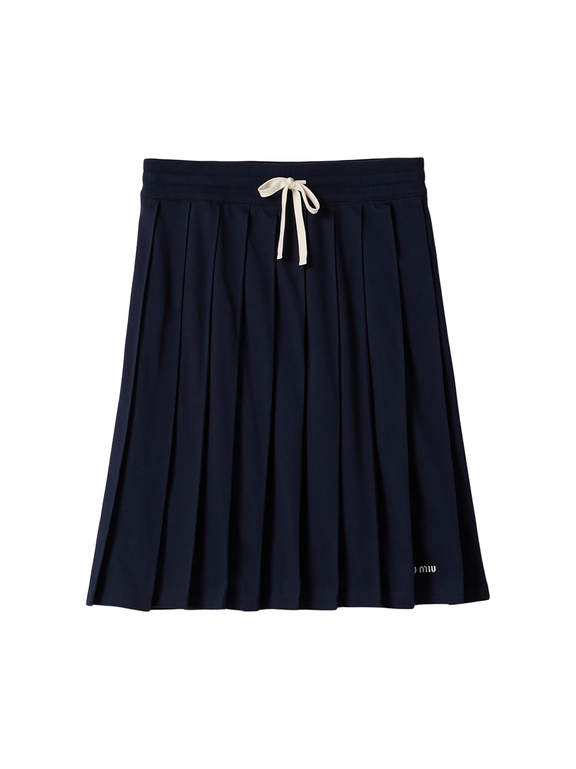 Miu Miu Women's Pleated Garment-Dyed Jersey Skirt - Blue