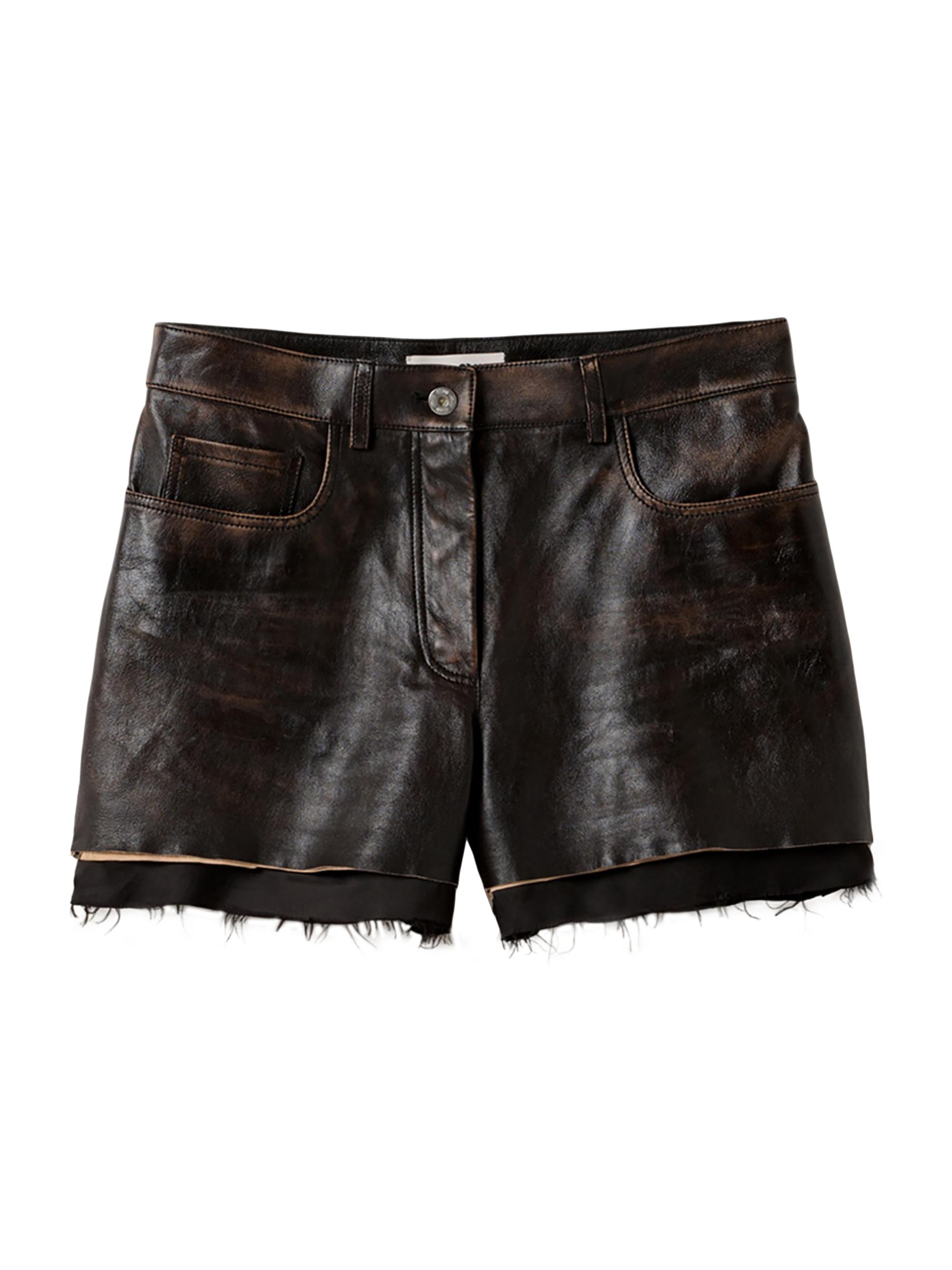 Miu Miu Women's Nappa Leather Shorts - Brown