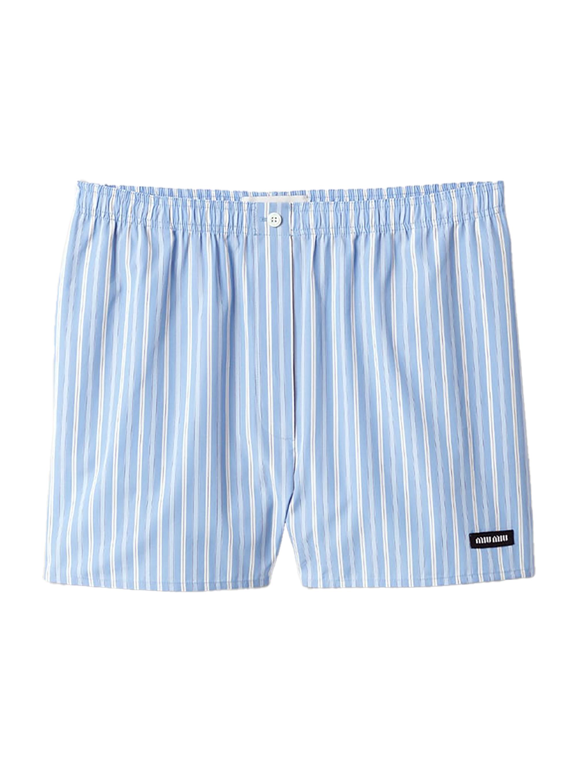Miu Miu Women's Striped Poplin Boxer Shorts - Blue