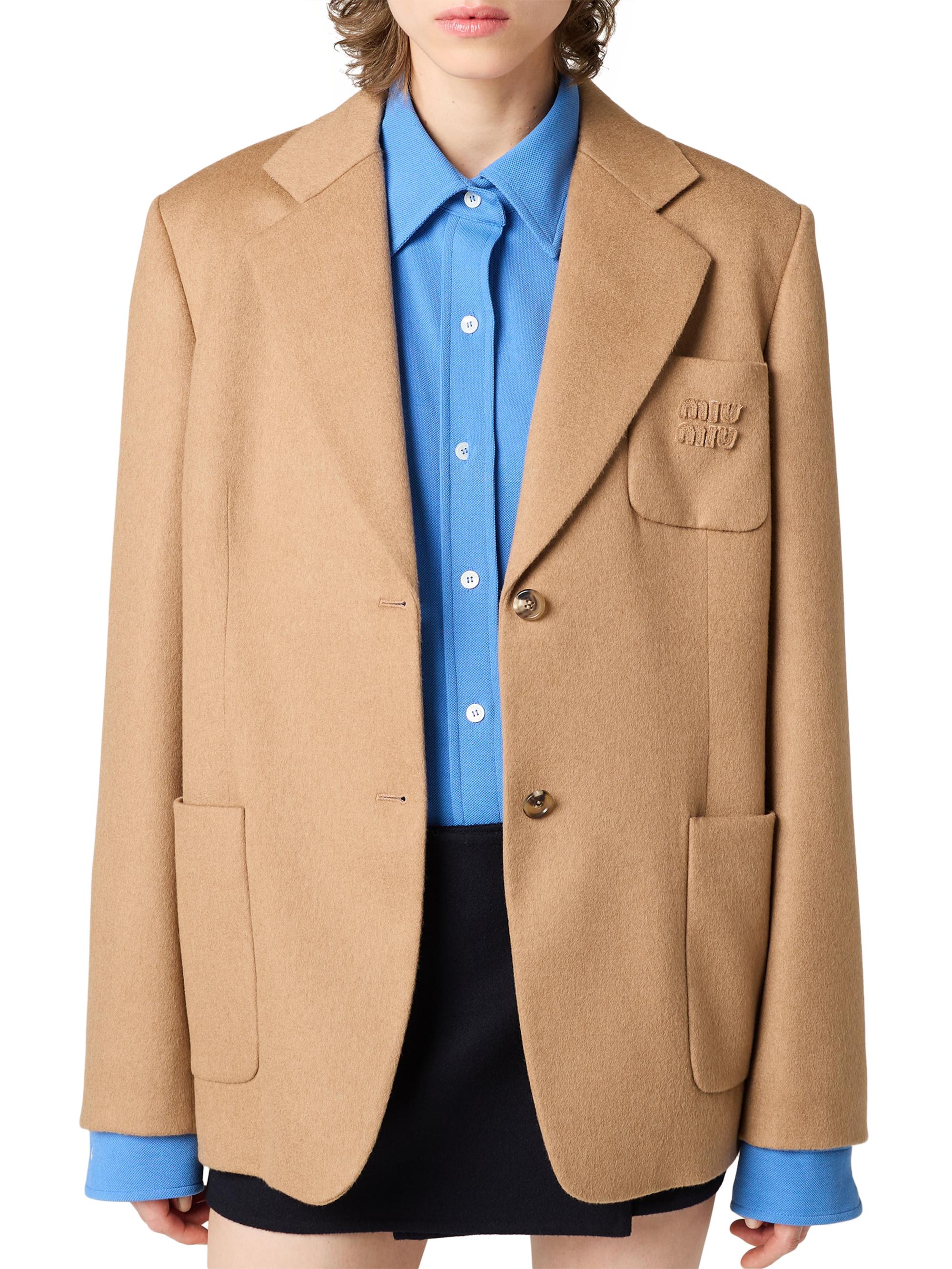 Miu Miu Single-Breasted Camel Hair Jacket | Saks Fifth Avenue