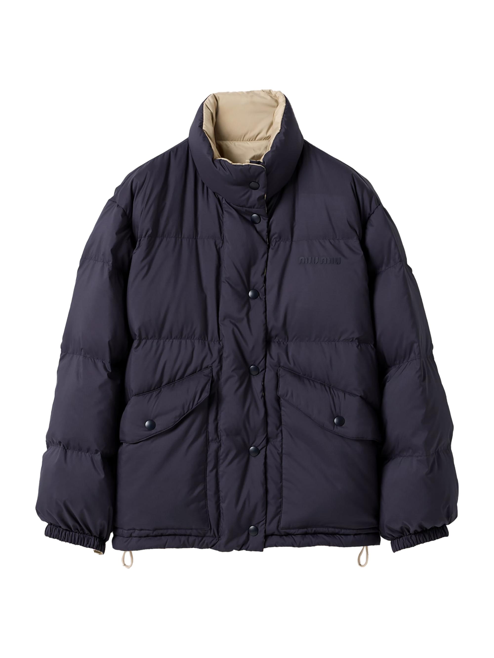 miu miu ジャケット 黒 Black Technical Silk Zipper Blouson Jacket | Miu Miu