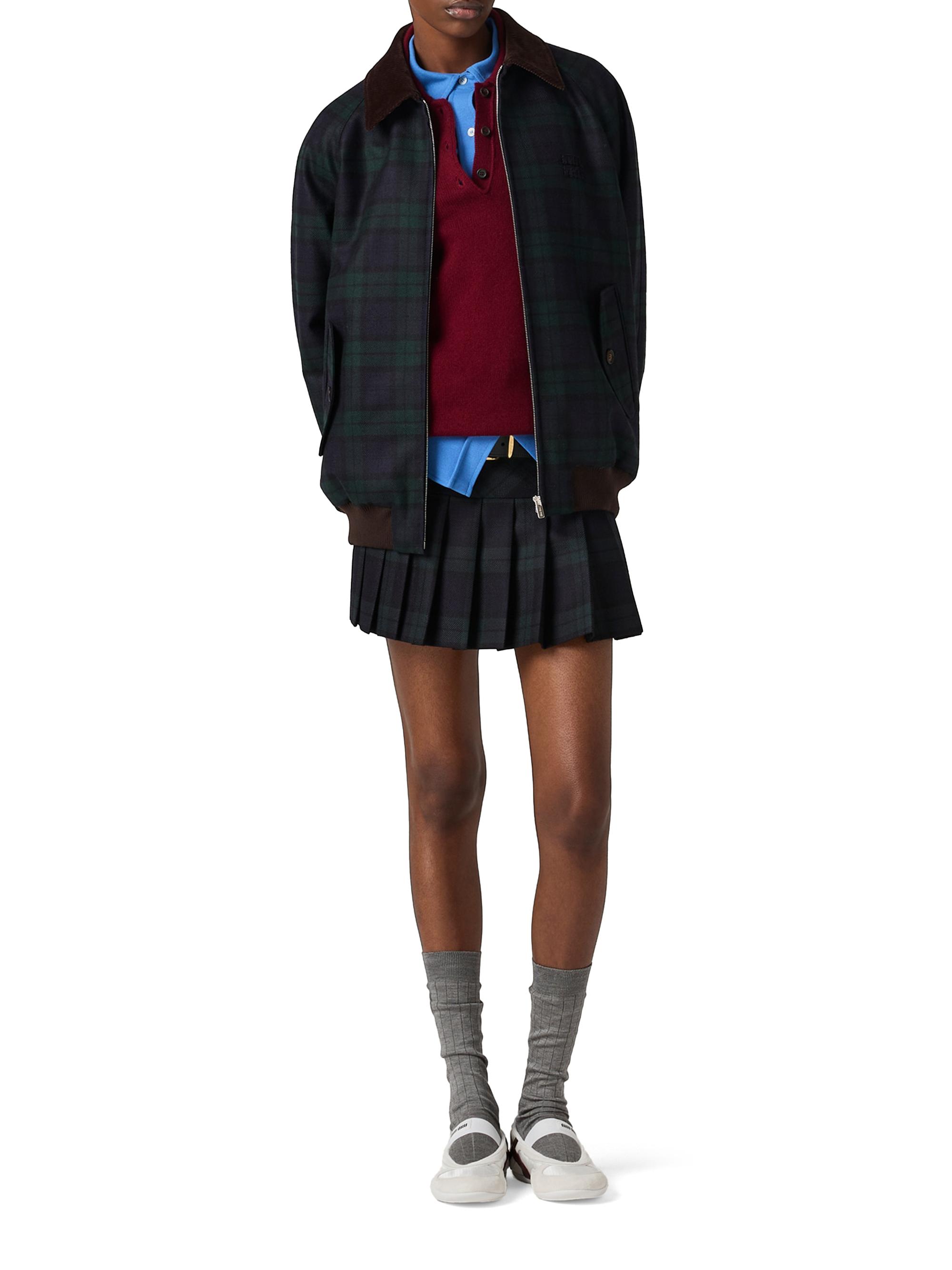 Miu Miu Checked Twill Blouson Jacket | Saks Fifth Avenue