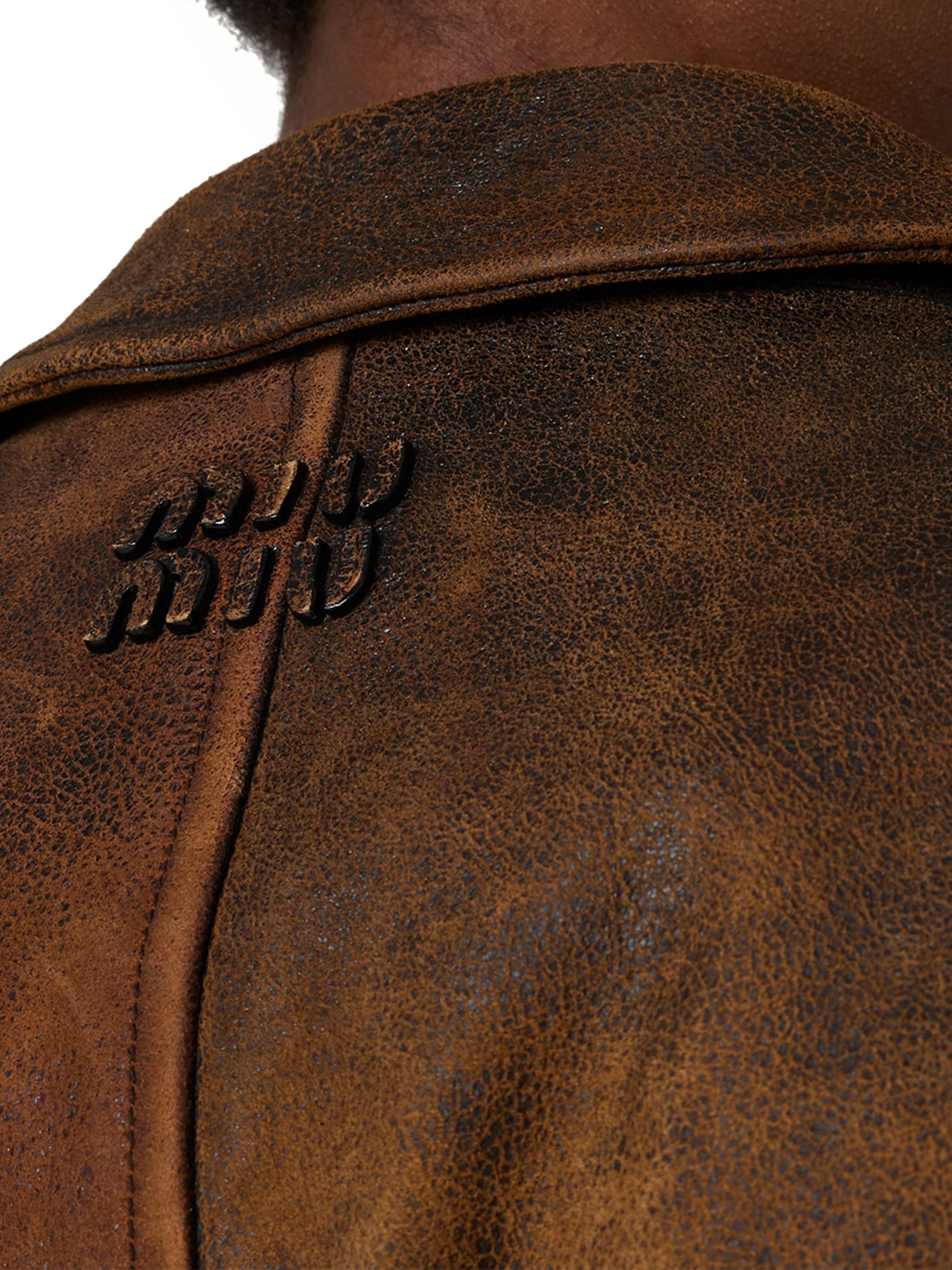 Miu Miu Waxed Suede Leather Jacket | Saks Fifth Avenue