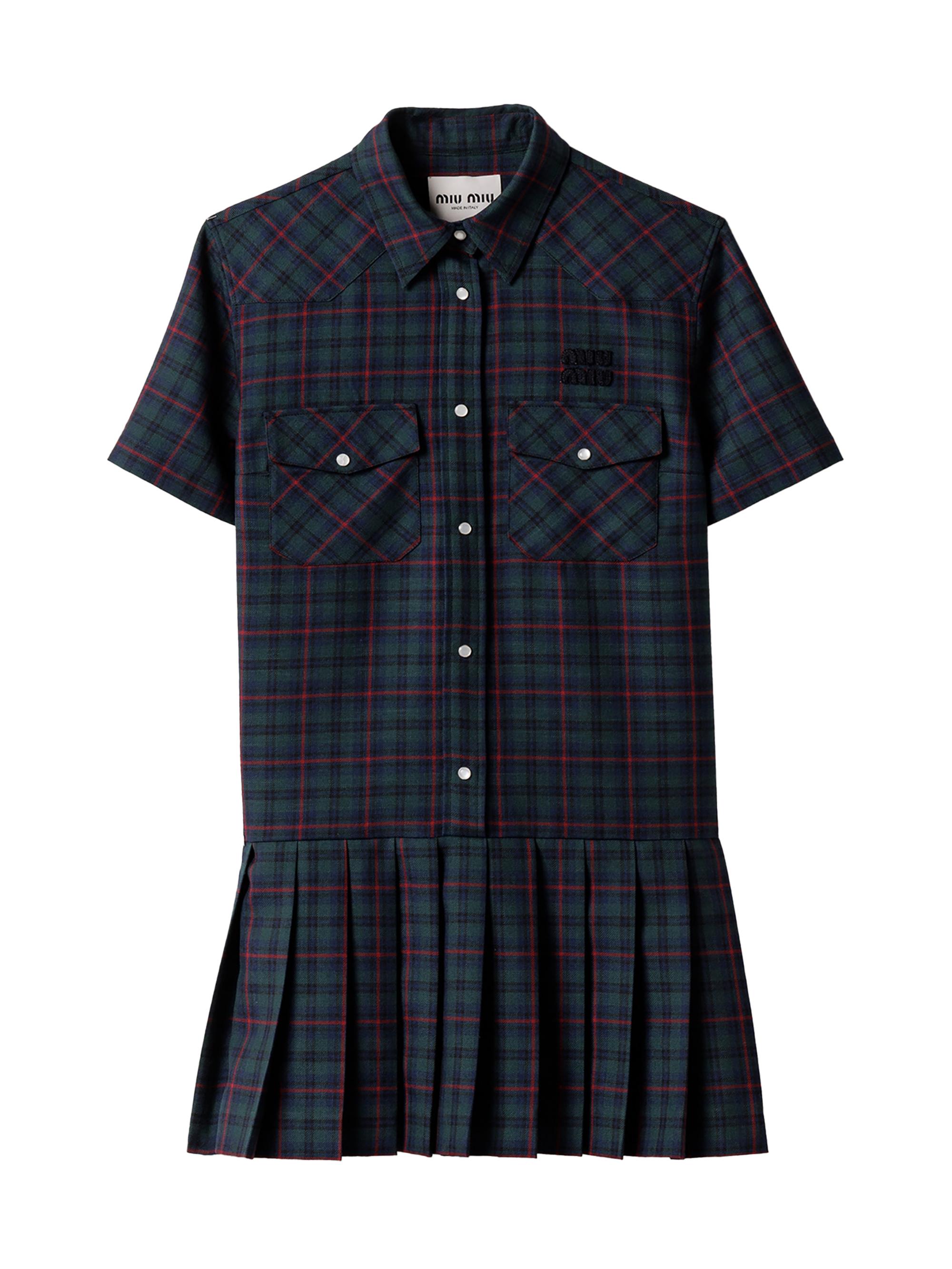 Miu Miu Pleated Plaid Mini-Dress | Saks Fifth Avenue